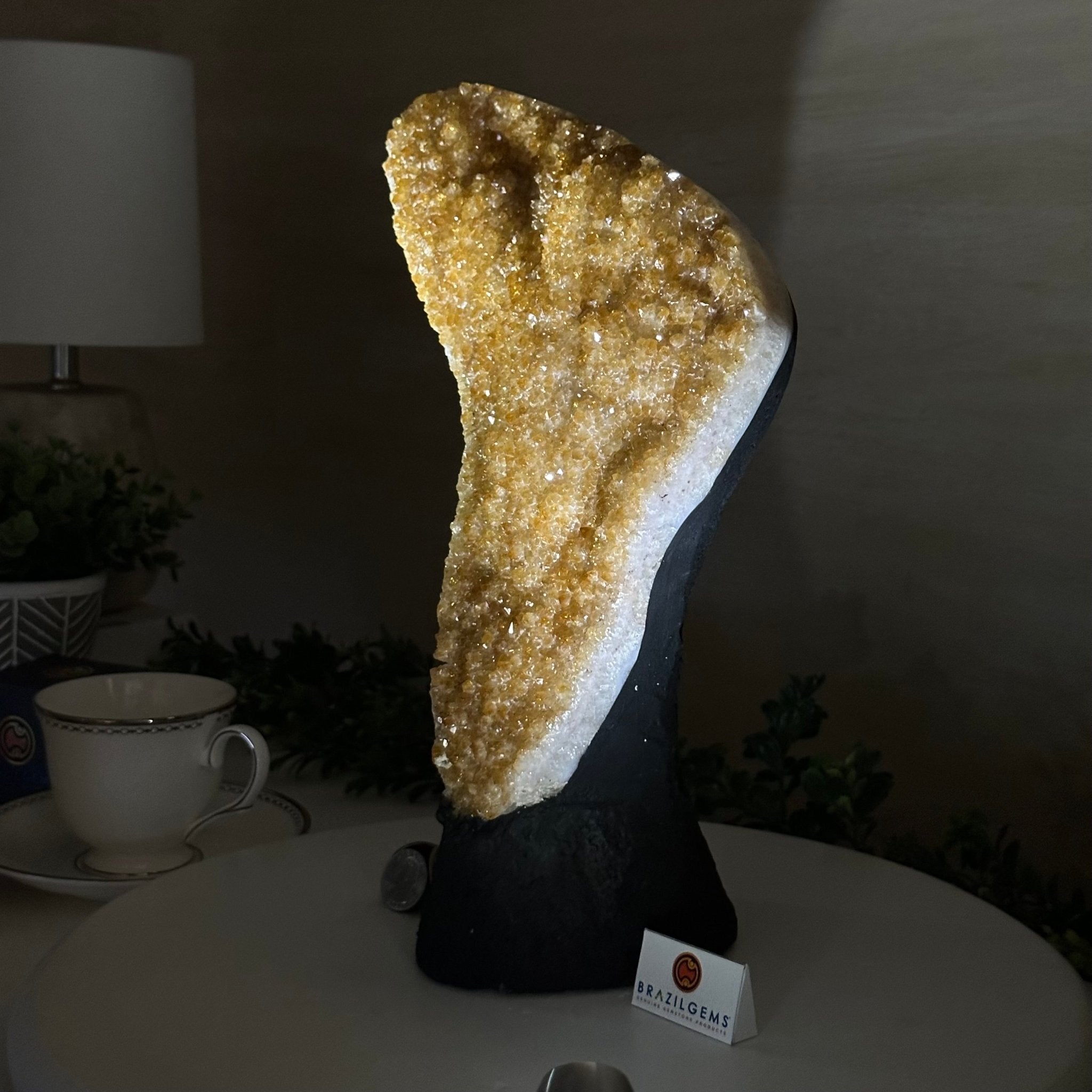 Extra Quality Citrine Cluster on Cement Base, 9.8 lbs and 12.5" Tall 5615 - 0066 - Brazil GemsBrazil GemsExtra Quality Citrine Cluster on Cement Base, 9.8 lbs and 12.5" Tall 5615 - 0066Clusters on Cement Bases5615 - 0066