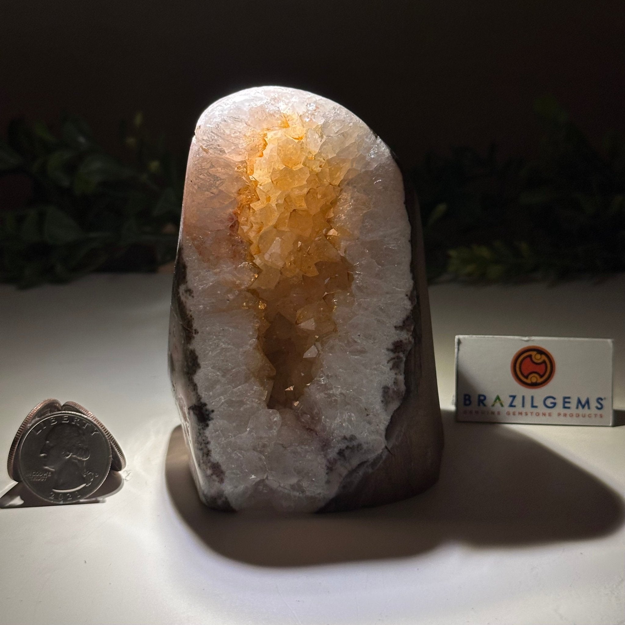 Extra Quality Citrine Cluster w/ flat base, 4.2" Tall 5612 - 0225 - Brazil GemsBrazil GemsExtra Quality Citrine Cluster w/ flat base, 4.2" Tall 5612 - 0225Small Clusters with Flat Bases5612 - 0225