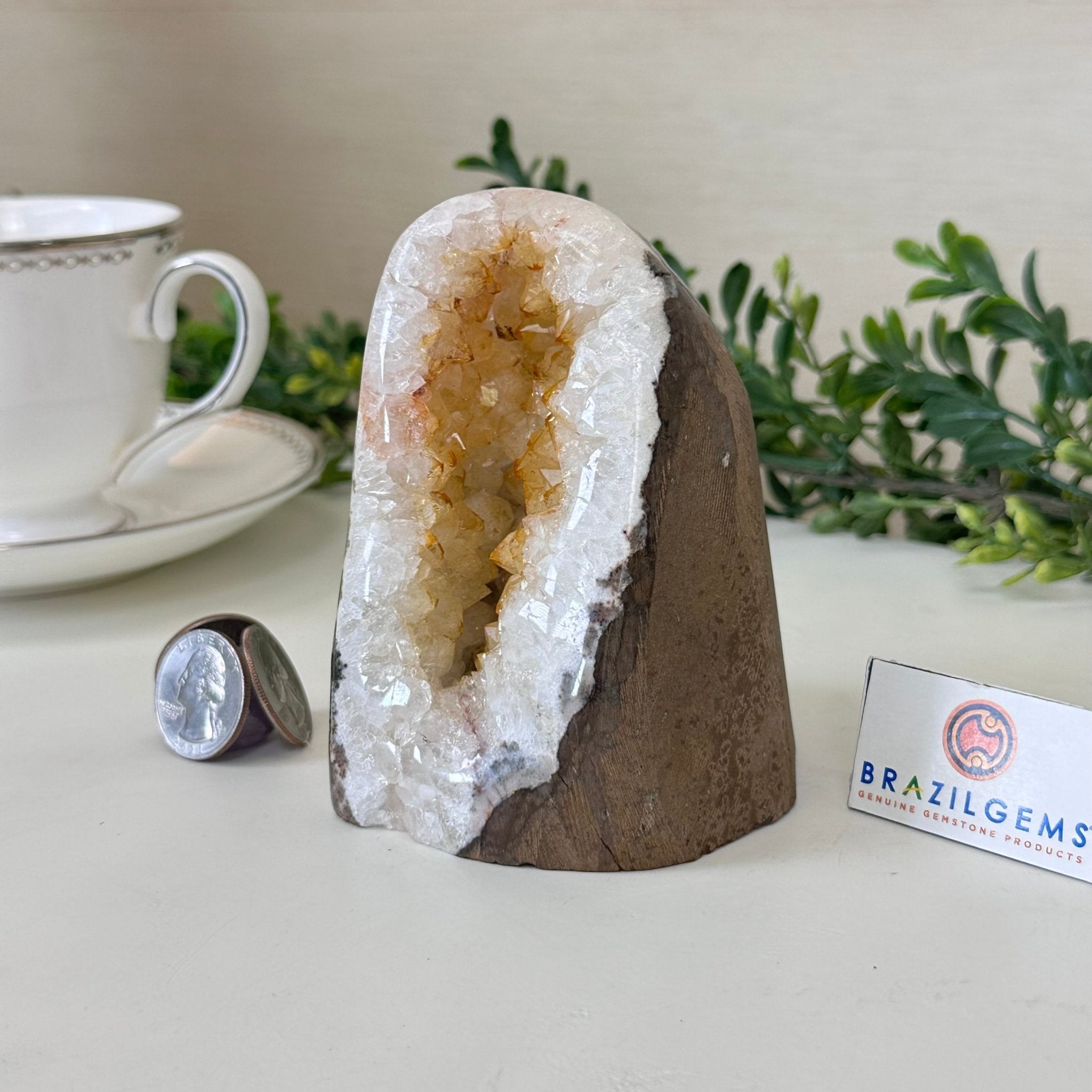 Extra Quality Citrine Cluster w/ flat base, 4.2" Tall 5612 - 0225 - Brazil GemsBrazil GemsExtra Quality Citrine Cluster w/ flat base, 4.2" Tall 5612 - 0225Small Clusters with Flat Bases5612 - 0225
