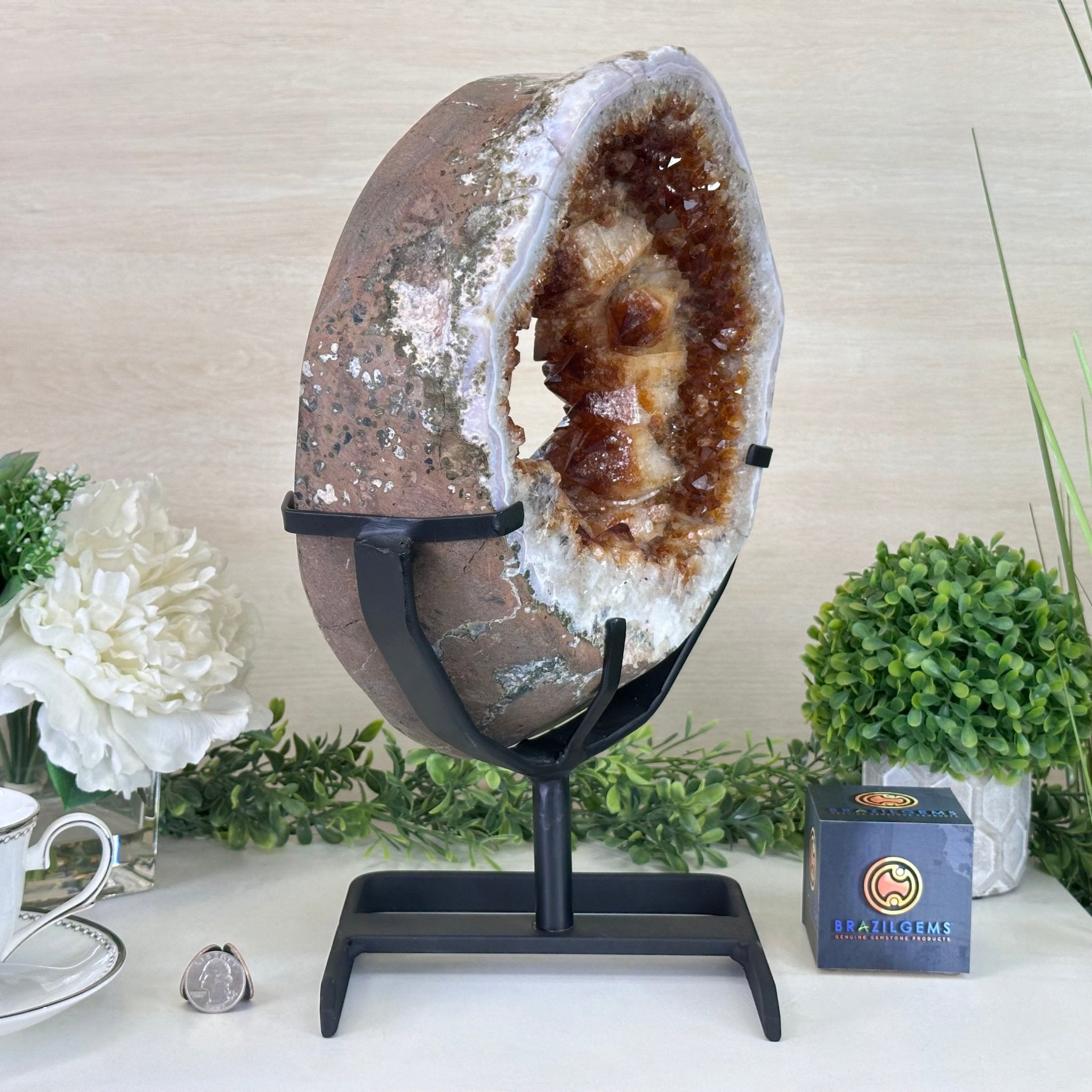 Extra Quality Citrine Portal on a Rotating Stand, 19.2 lbs & 14.9" Tall #5625 - 0010 - Brazil GemsBrazil GemsExtra Quality Citrine Portal on a Rotating Stand, 19.2 lbs & 14.9" Tall #5625 - 0010Portals on Rotating Bases5625 - 0010