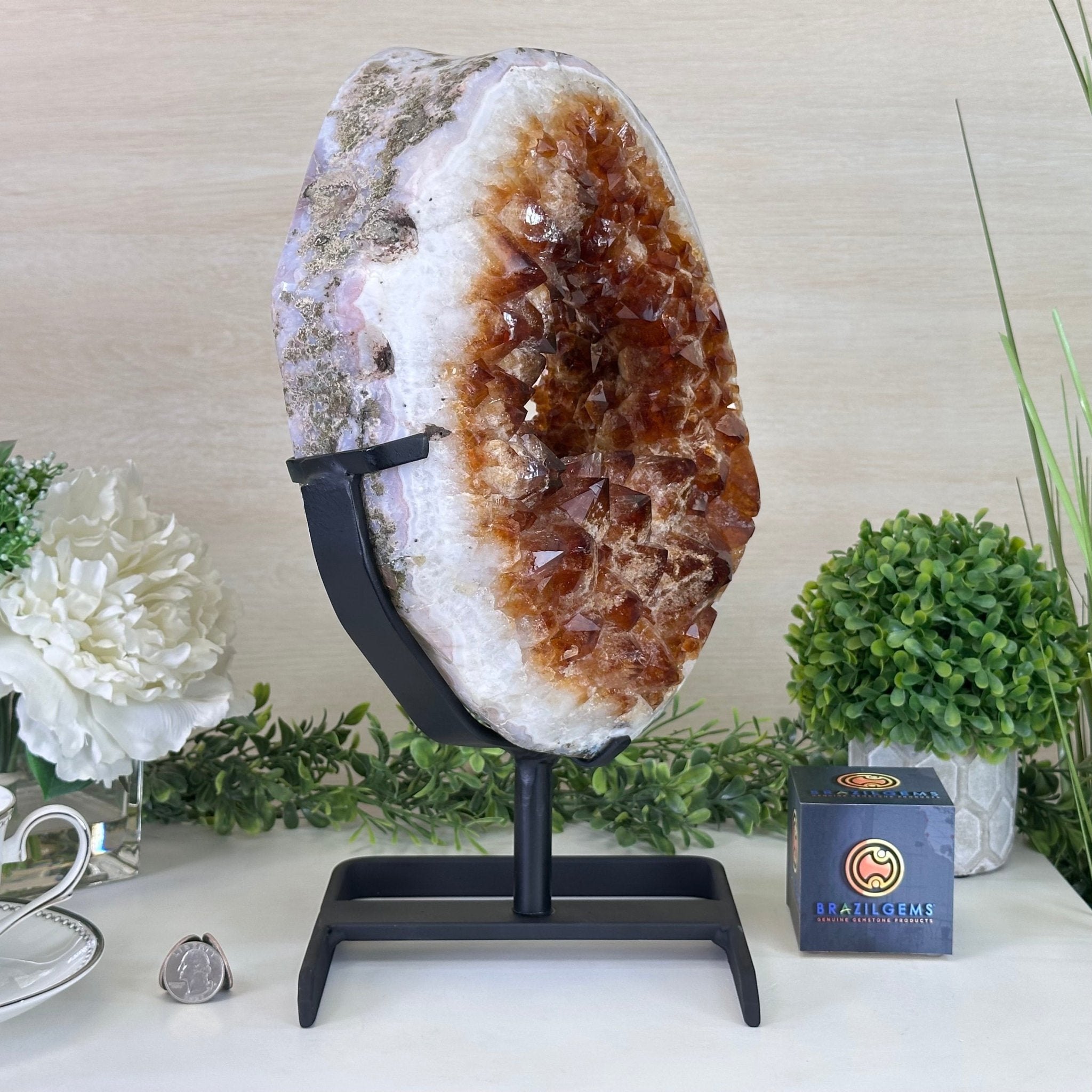 Extra Quality Citrine Portal on a Rotating Stand, 19.2 lbs & 14.9" Tall #5625 - 0010 - Brazil GemsBrazil GemsExtra Quality Citrine Portal on a Rotating Stand, 19.2 lbs & 14.9" Tall #5625 - 0010Portals on Rotating Bases5625 - 0010