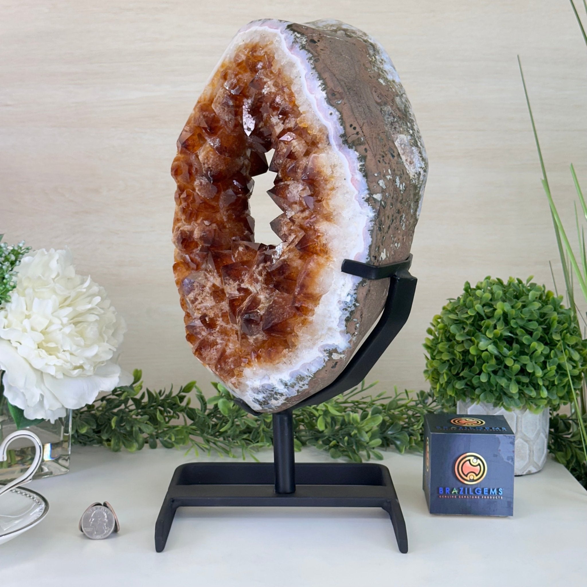 Extra Quality Citrine Portal on a Rotating Stand, 19.2 lbs & 14.9" Tall #5625 - 0010 - Brazil GemsBrazil GemsExtra Quality Citrine Portal on a Rotating Stand, 19.2 lbs & 14.9" Tall #5625 - 0010Portals on Rotating Bases5625 - 0010