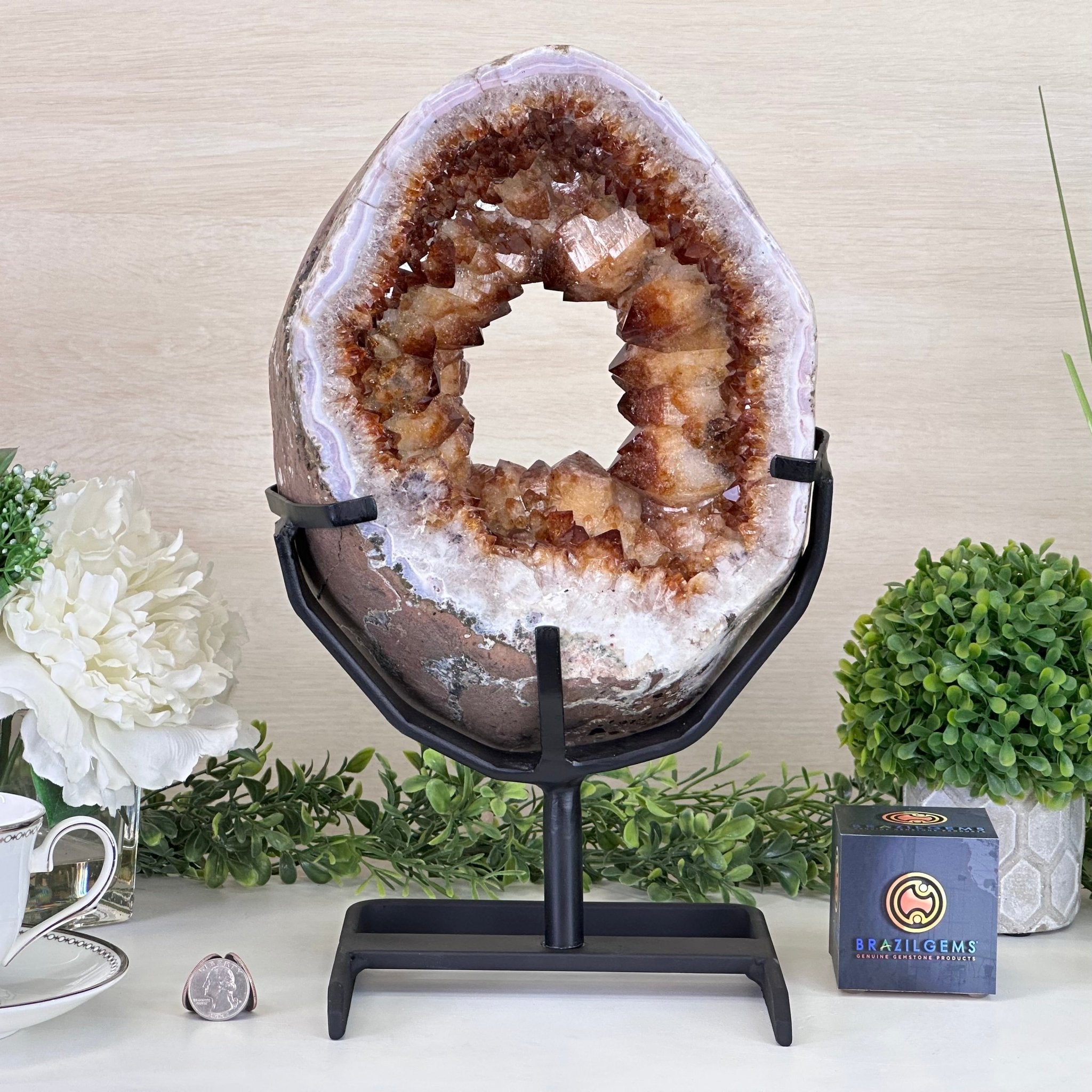 Extra Quality Citrine Portal on a Rotating Stand, 19.2 lbs & 14.9" Tall #5625 - 0010 - Brazil GemsBrazil GemsExtra Quality Citrine Portal on a Rotating Stand, 19.2 lbs & 14.9" Tall #5625 - 0010Portals on Rotating Bases5625 - 0010