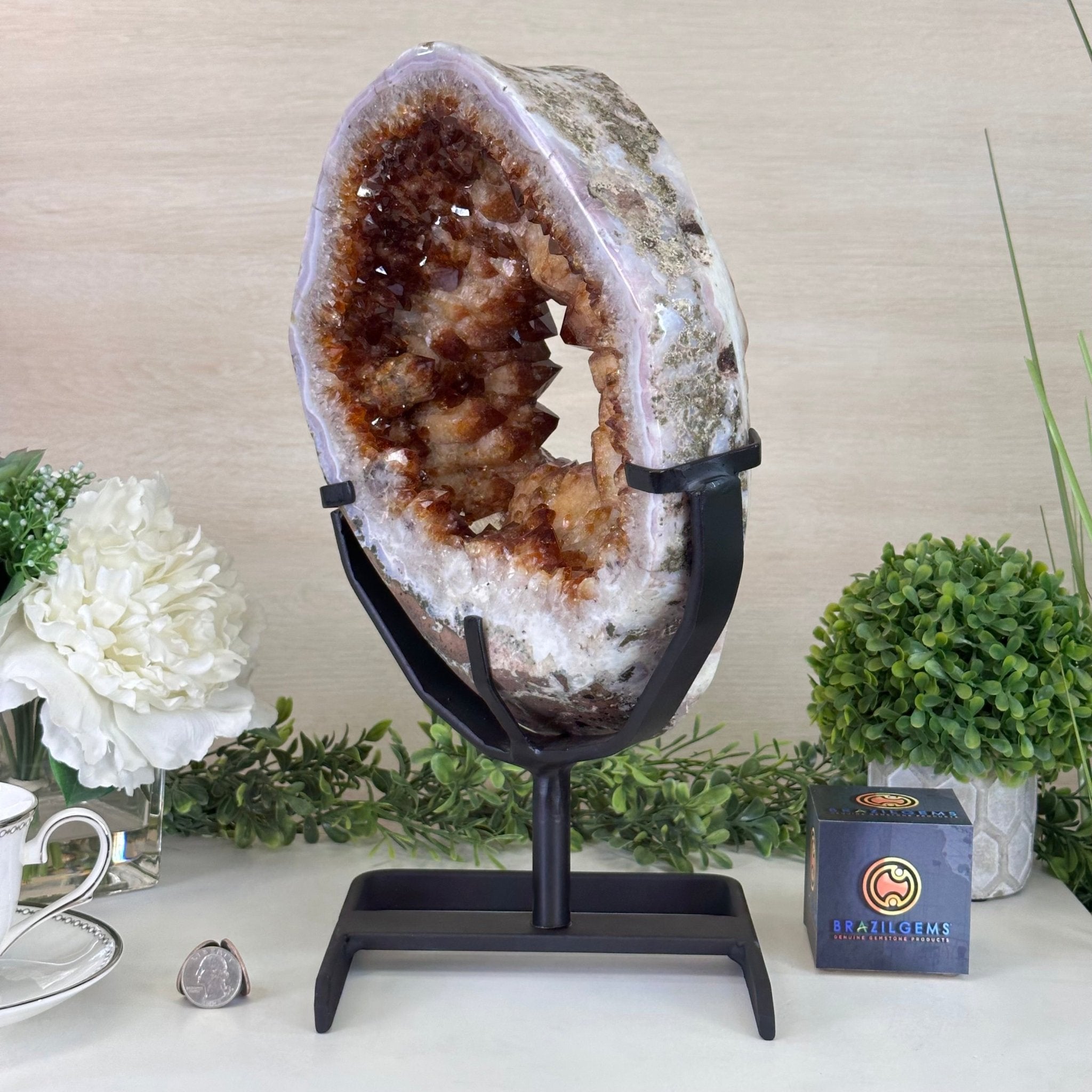 Extra Quality Citrine Portal on a Rotating Stand, 19.2 lbs & 14.9" Tall #5625 - 0010 - Brazil GemsBrazil GemsExtra Quality Citrine Portal on a Rotating Stand, 19.2 lbs & 14.9" Tall #5625 - 0010Portals on Rotating Bases5625 - 0010