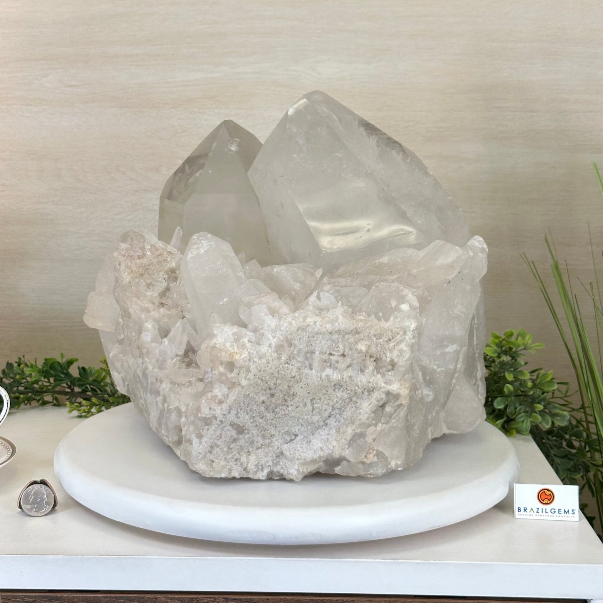 Extra Quality Clear Quartz Crystal Cluster 62.2 lbs & 14.3" Long 5494 - 0012 - Brazil GemsBrazil GemsExtra Quality Clear Quartz Crystal Cluster 62.2 lbs & 14.3" Long 5494 - 0012Clusters With Natural Bases5494 - 0012