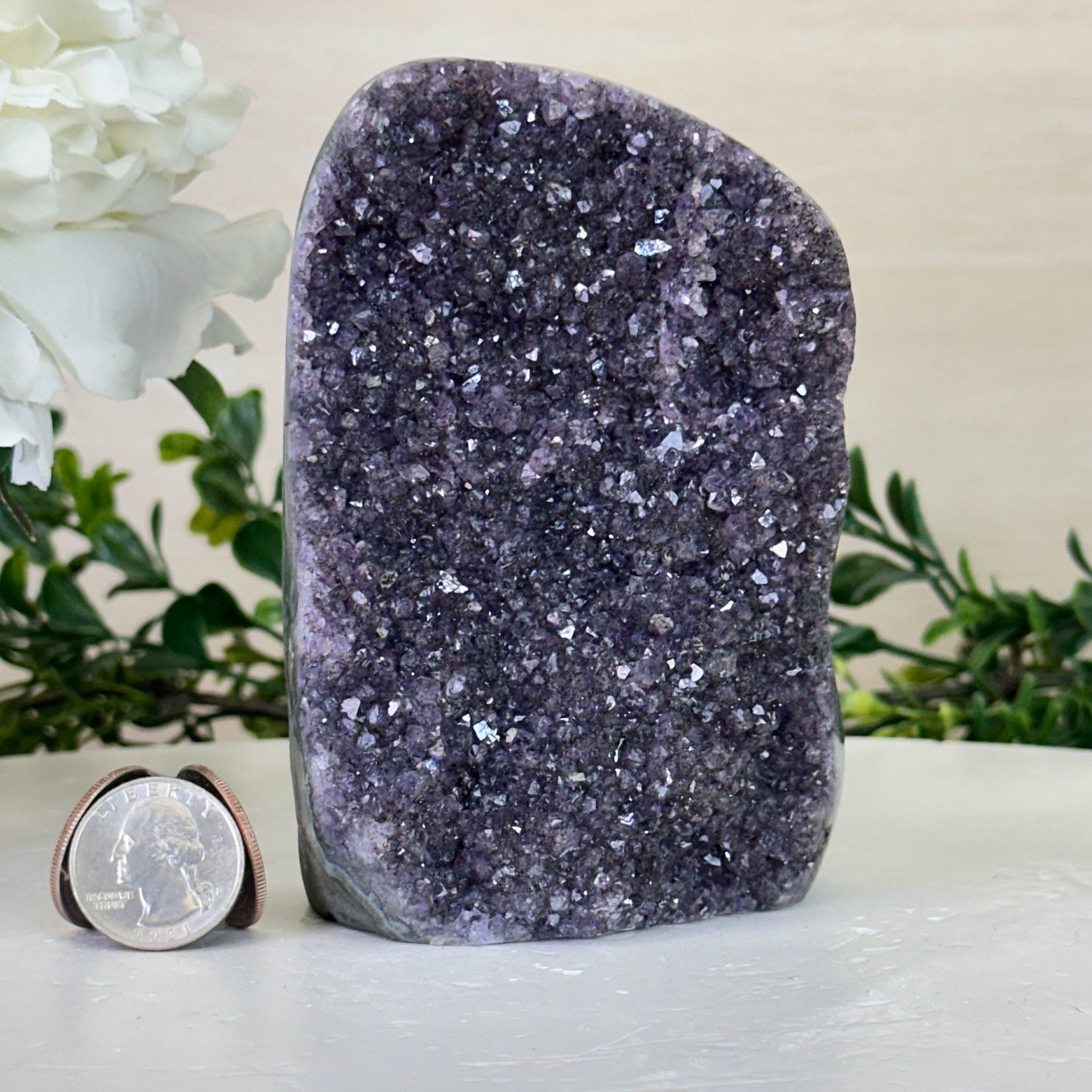 Extra Quality Galaxy Amethyst Cluster w/ flat bottom, 4.7" Tall #5611 - 0410 - Brazil GemsBrazil GemsExtra Quality Galaxy Amethyst Cluster w/ flat bottom, 4.7" Tall #5611 - 0410Small Clusters with Flat Bases5611 - 0410