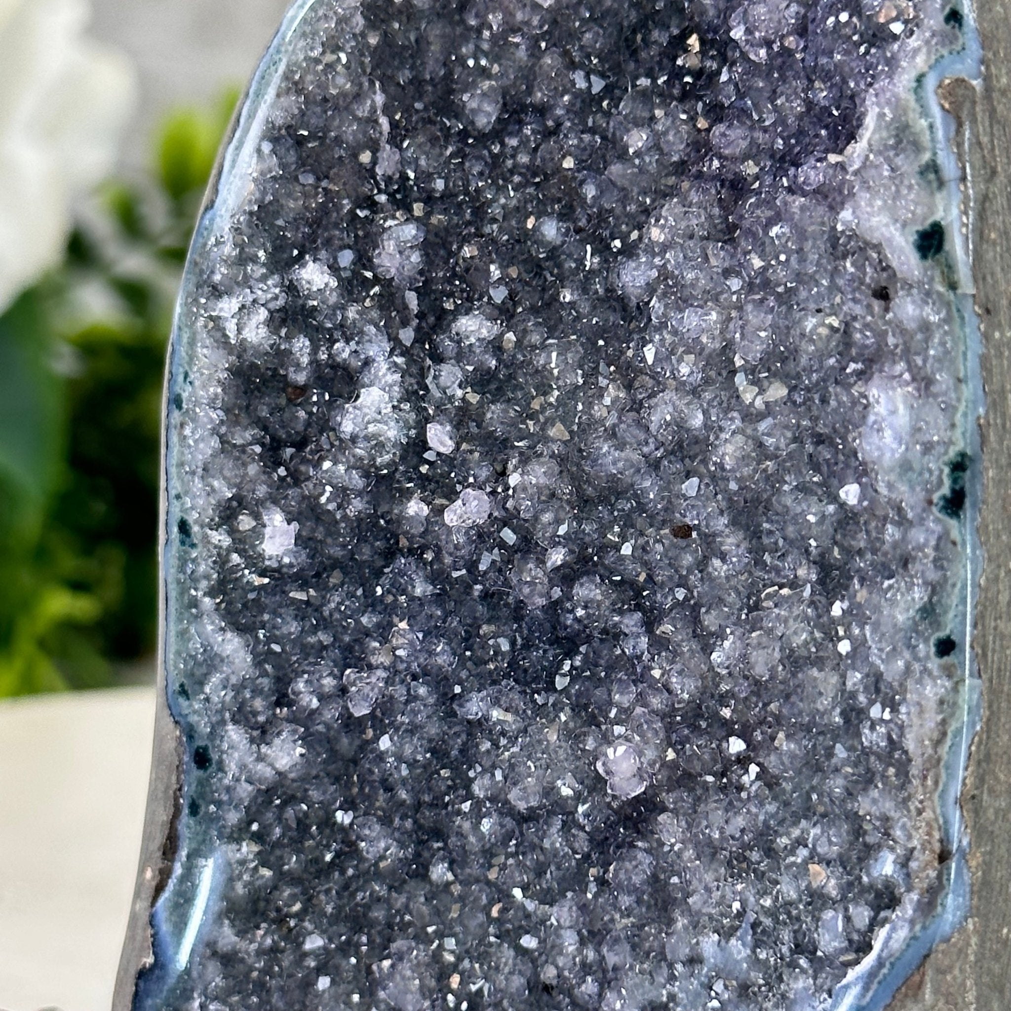 Extra Quality Galaxy Black Amethyst Cluster w/ flat bottom, 4.9" Tall #5611 - 0368 - Brazil GemsBrazil GemsExtra Quality Galaxy Black Amethyst Cluster w/ flat bottom, 4.9" Tall #5611 - 0368Small Clusters with Flat Bases5611 - 0368