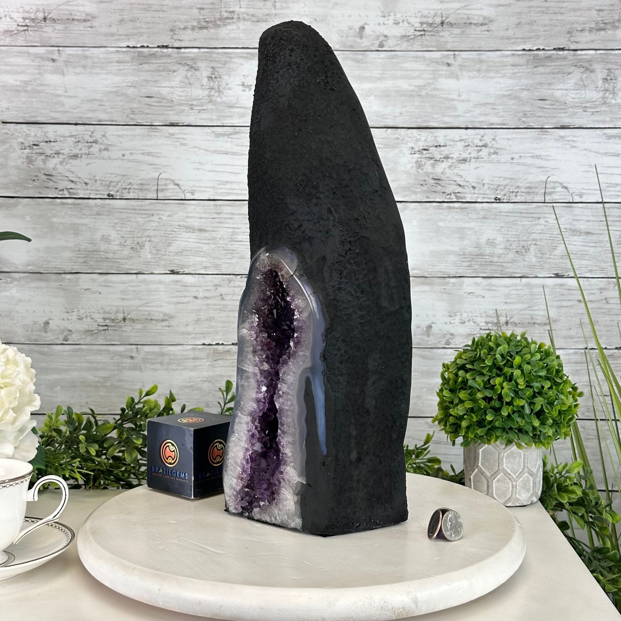 Extra Quality Open 2 - Sided Amethyst Cathedral 15.2 lbs & 16.7" tall, #5605 - 0143 - Brazil GemsBrazil GemsExtra Quality Open 2 - Sided Amethyst Cathedral 15.2 lbs & 16.7" tall, #5605 - 0143Open 2 - Sided Cathedrals5605 - 0143