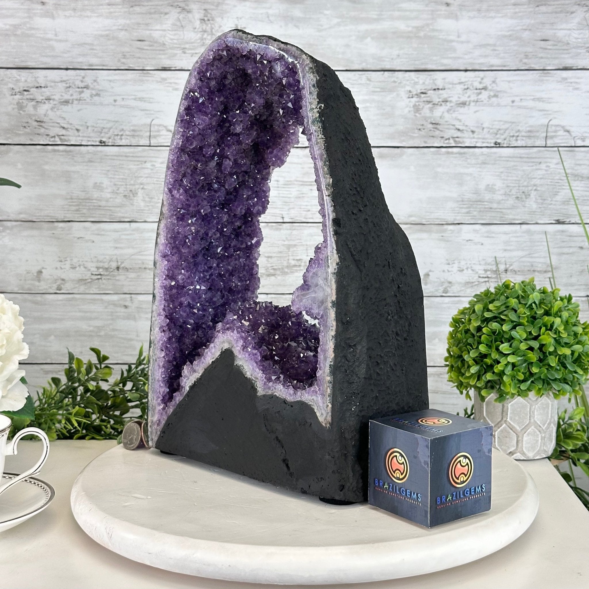 Extra Quality Open 2 - Sided Amethyst Cathedral 20.6 lbs & 14.1" Tall #5605 - 0152 - Brazil GemsBrazil GemsExtra Quality Open 2 - Sided Amethyst Cathedral 20.6 lbs & 14.1" Tall #5605 - 0152Open 2 - Sided Cathedrals5605 - 0152