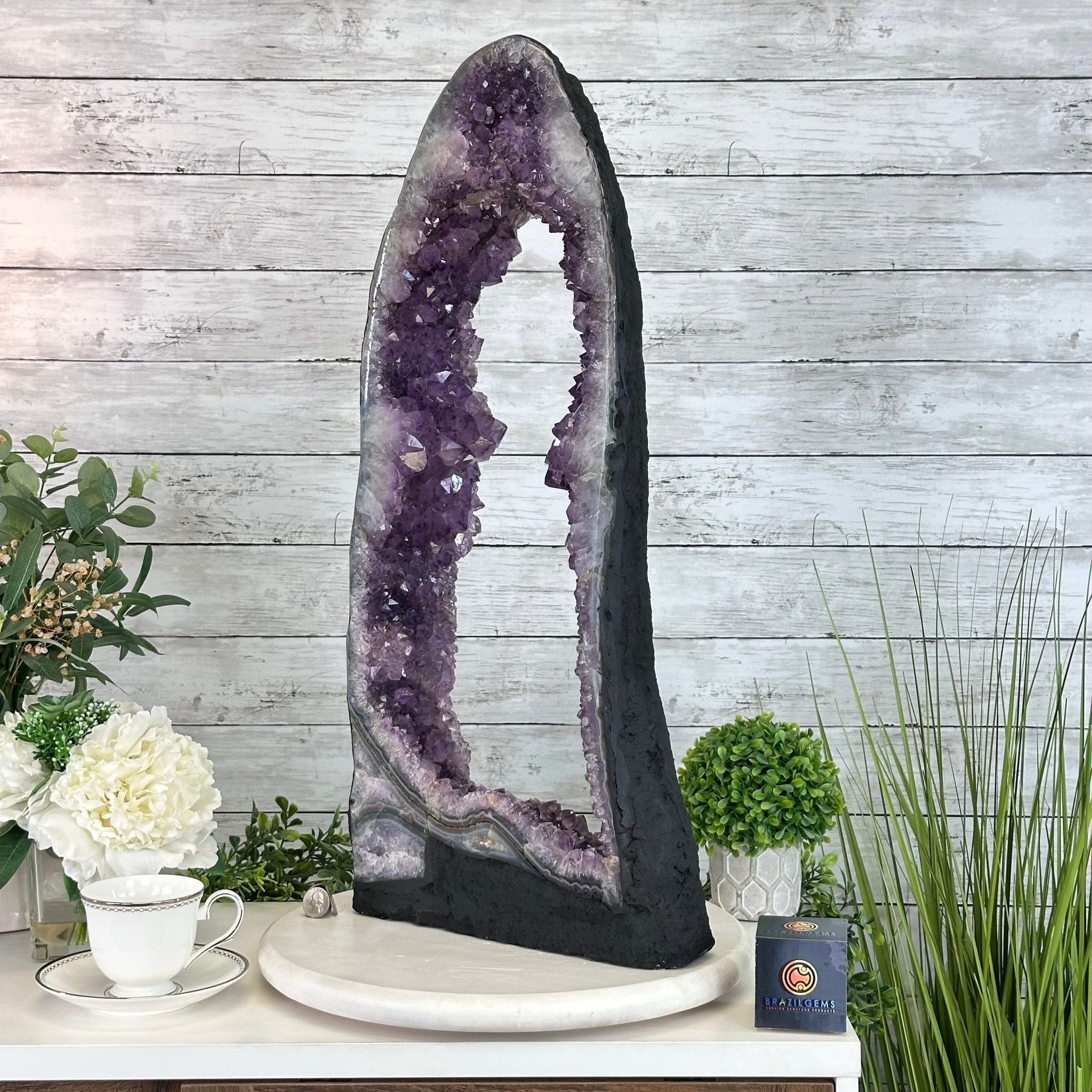 Extra Quality Open 2 - Sided Amethyst Cathedral 31.2 lbs & 26.5" Tall #5605 - 0162 - Brazil GemsBrazil GemsExtra Quality Open 2 - Sided Amethyst Cathedral 31.2 lbs & 26.5" Tall #5605 - 0162Open 2 - Sided Cathedrals5605 - 0162