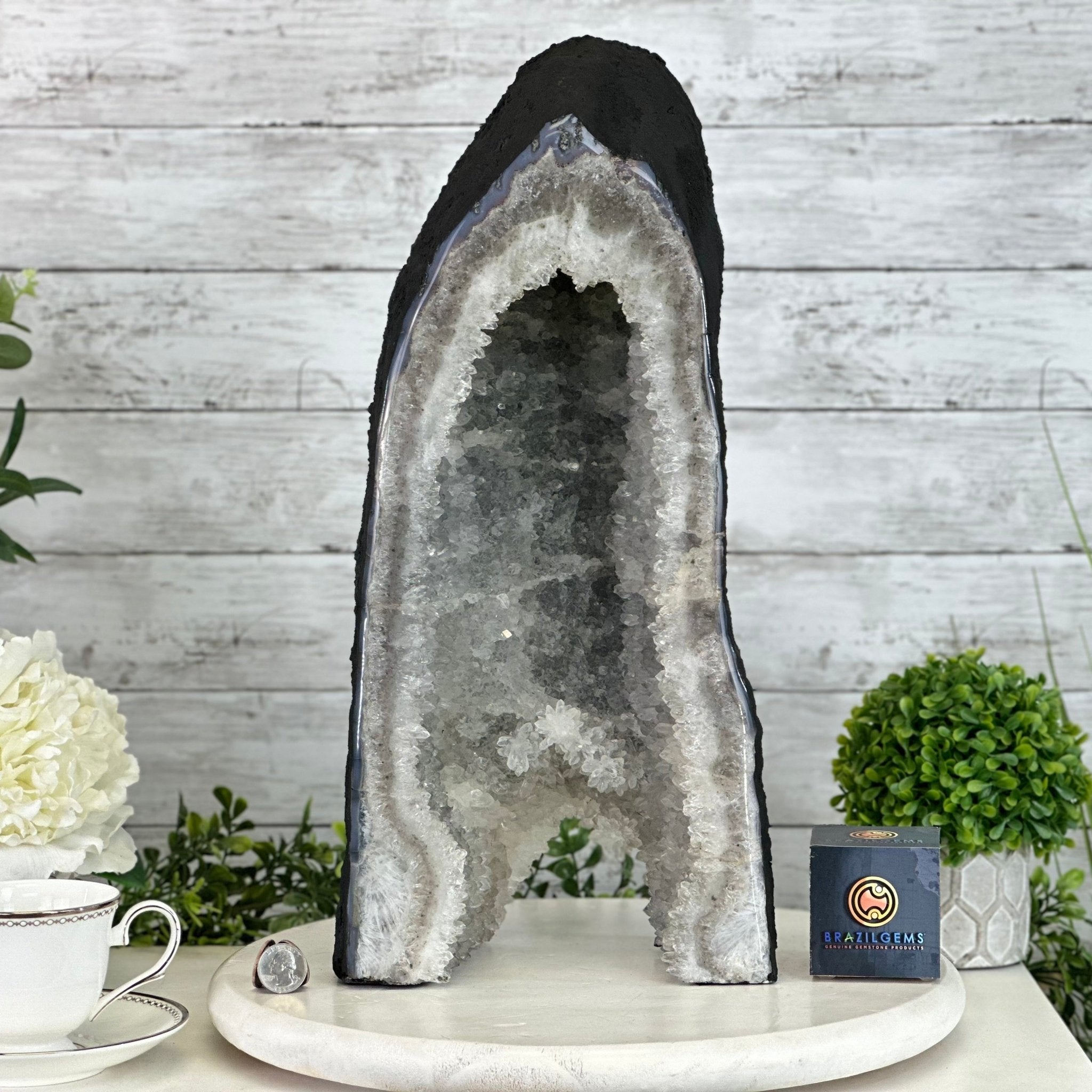 Extra Quality Open 2 - Sided White Amethyst Cathedral 27.3 lbs & 18.4" Tall #5605 - 0174 - Brazil GemsBrazil GemsExtra Quality Open 2 - Sided White Amethyst Cathedral 27.3 lbs & 18.4" Tall #5605 - 0174Open 2 - Sided Cathedrals5605 - 0174