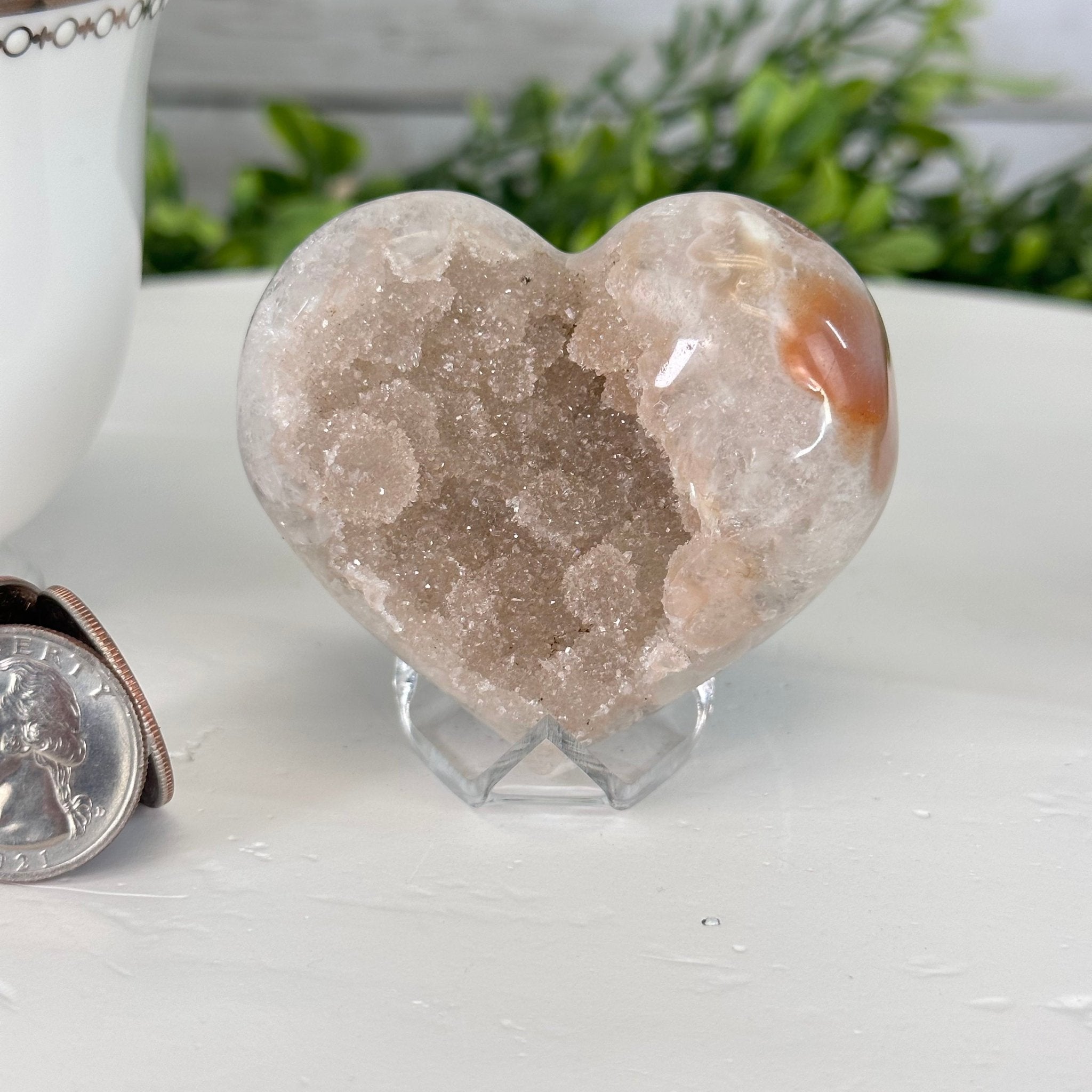 Extra Quality Pink Amethyst Heart Geode on an Acrylic Stand, 0.36 lbs & 2.25" Tall #5462-0081 by Brazil Gems - Brazil GemsBrazil GemsExtra Quality Pink Amethyst Heart Geode on an Acrylic Stand, 0.36 lbs & 2.25" Tall #5462-0081 by Brazil GemsHearts5462-0081