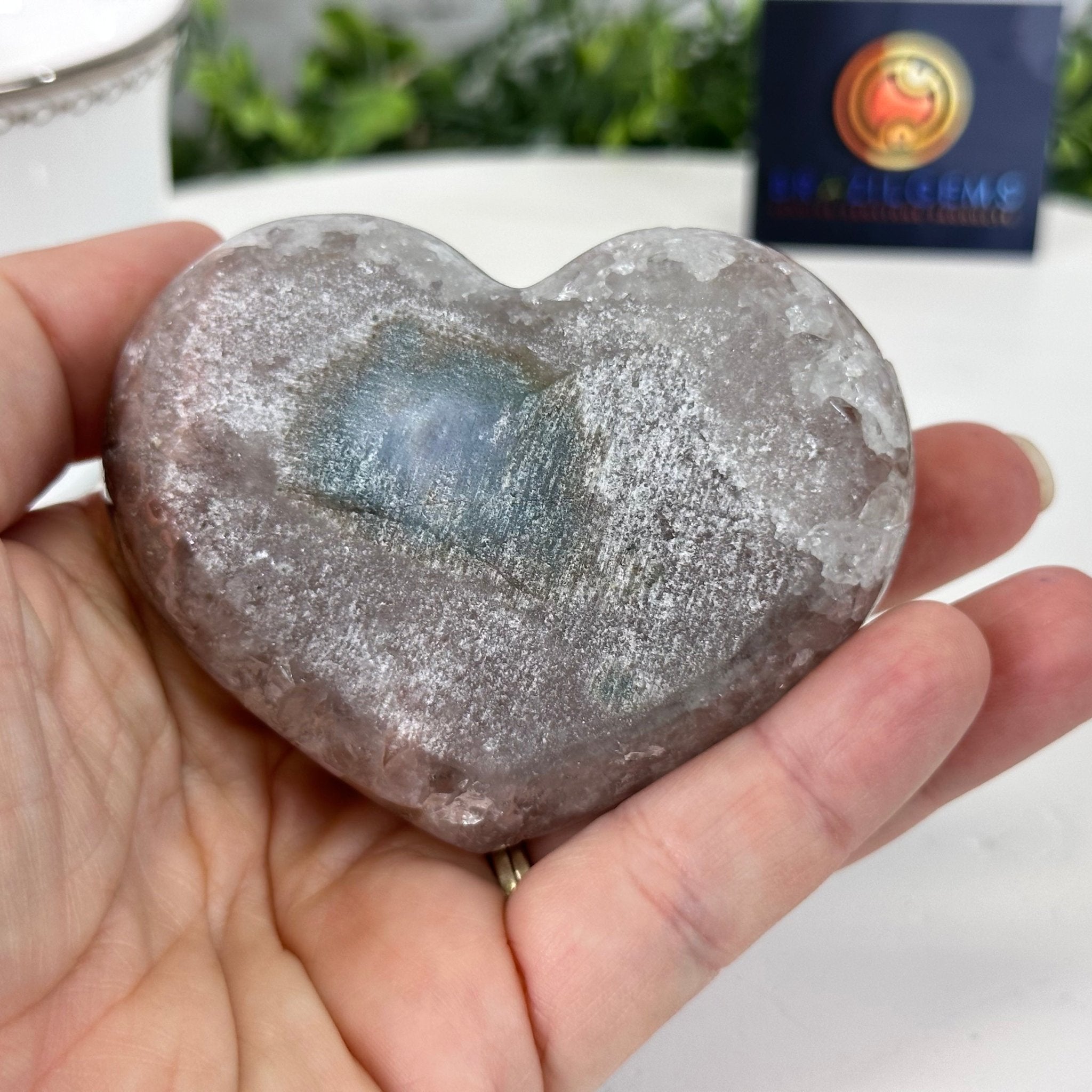 Extra Quality Pink Amethyst Heart Geode on an Acrylic Stand, 0.57 lbs & 2.1" Tall #5462-0042 by Brazil Gems - Brazil GemsBrazil GemsExtra Quality Pink Amethyst Heart Geode on an Acrylic Stand, 0.57 lbs & 2.1" Tall #5462-0042 by Brazil GemsHearts5462-0042