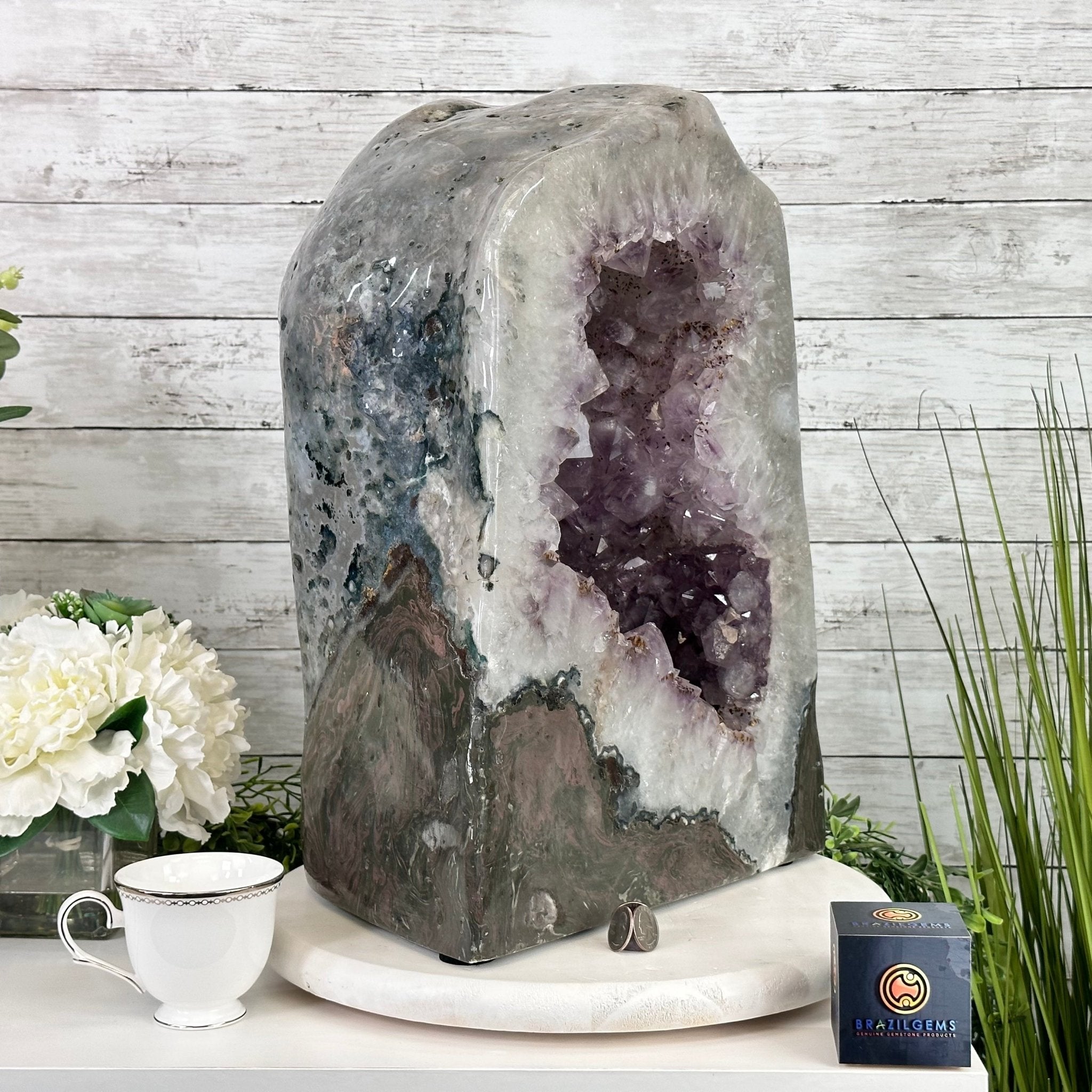 Extra Quality Polished Brazilian Amethyst Cathedral, 103.3 lbs & 18.9" tall Model #5602-0199 by Brazil Gems - Brazil GemsBrazil GemsExtra Quality Polished Brazilian Amethyst Cathedral, 103.3 lbs & 18.9" tall Model #5602-0199 by Brazil GemsPolished Cathedrals5602-0199