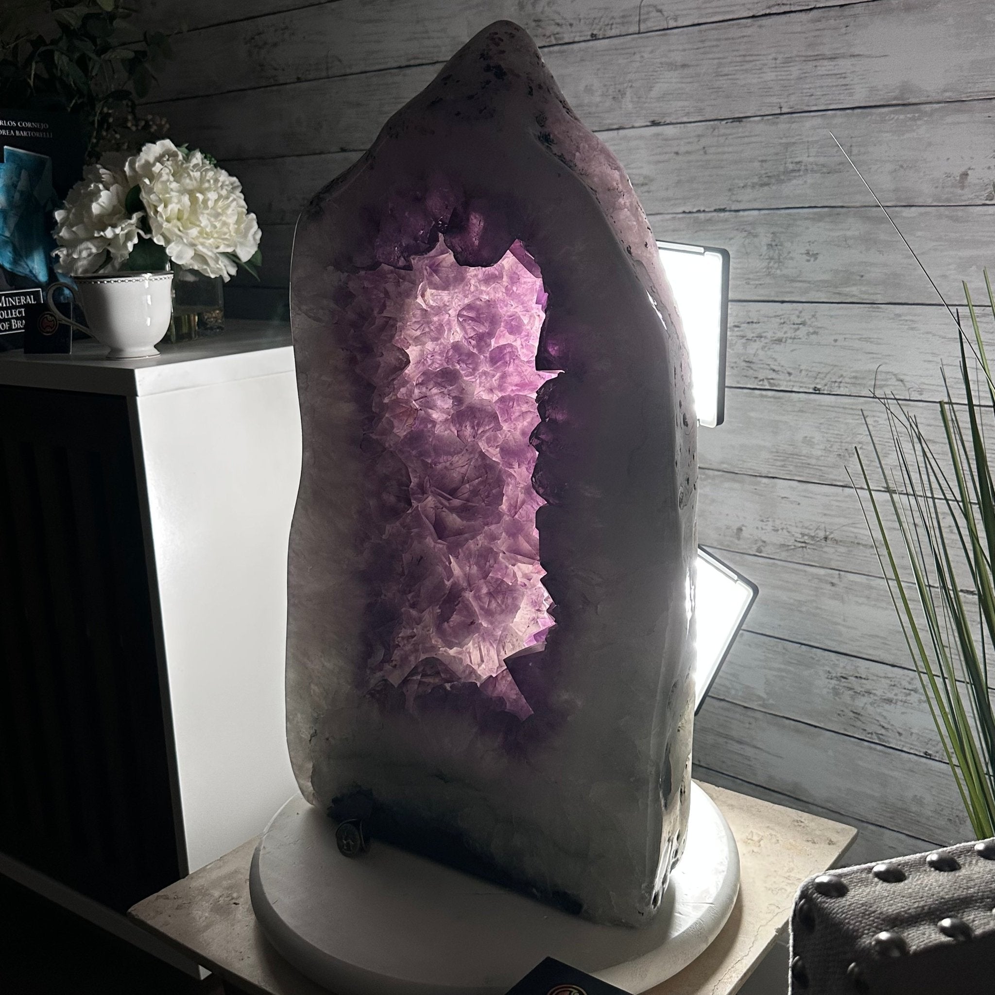 Extra Quality Polished Brazilian Amethyst Cathedral, 106.6 lbs & 23.75" tall Model #5602-0030 by Brazil Gems - Brazil GemsBrazil GemsExtra Quality Polished Brazilian Amethyst Cathedral, 106.6 lbs & 23.75" tall Model #5602-0030 by Brazil GemsPolished Cathedrals5602-0030
