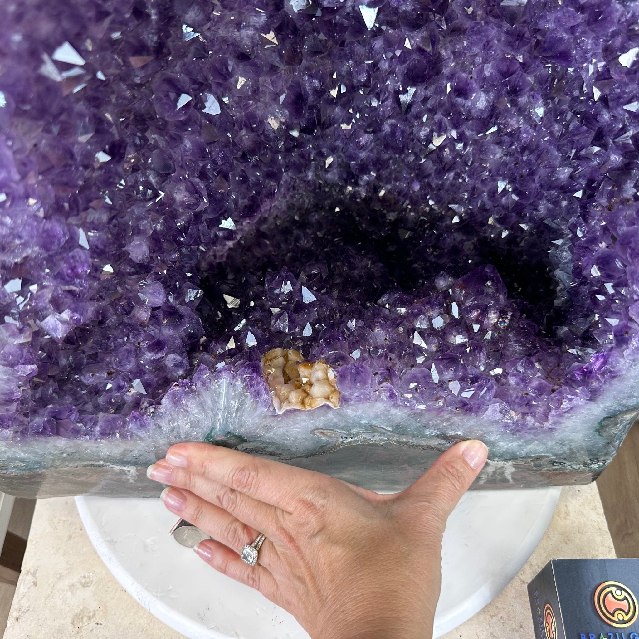 Extra Quality Polished Brazilian Amethyst Cathedral, 110.5 lbs & 26.5" tall Model #5602-0063 by Brazil Gems - Brazil GemsBrazil GemsExtra Quality Polished Brazilian Amethyst Cathedral, 110.5 lbs & 26.5" tall Model #5602-0063 by Brazil GemsPolished Cathedrals5602-0063