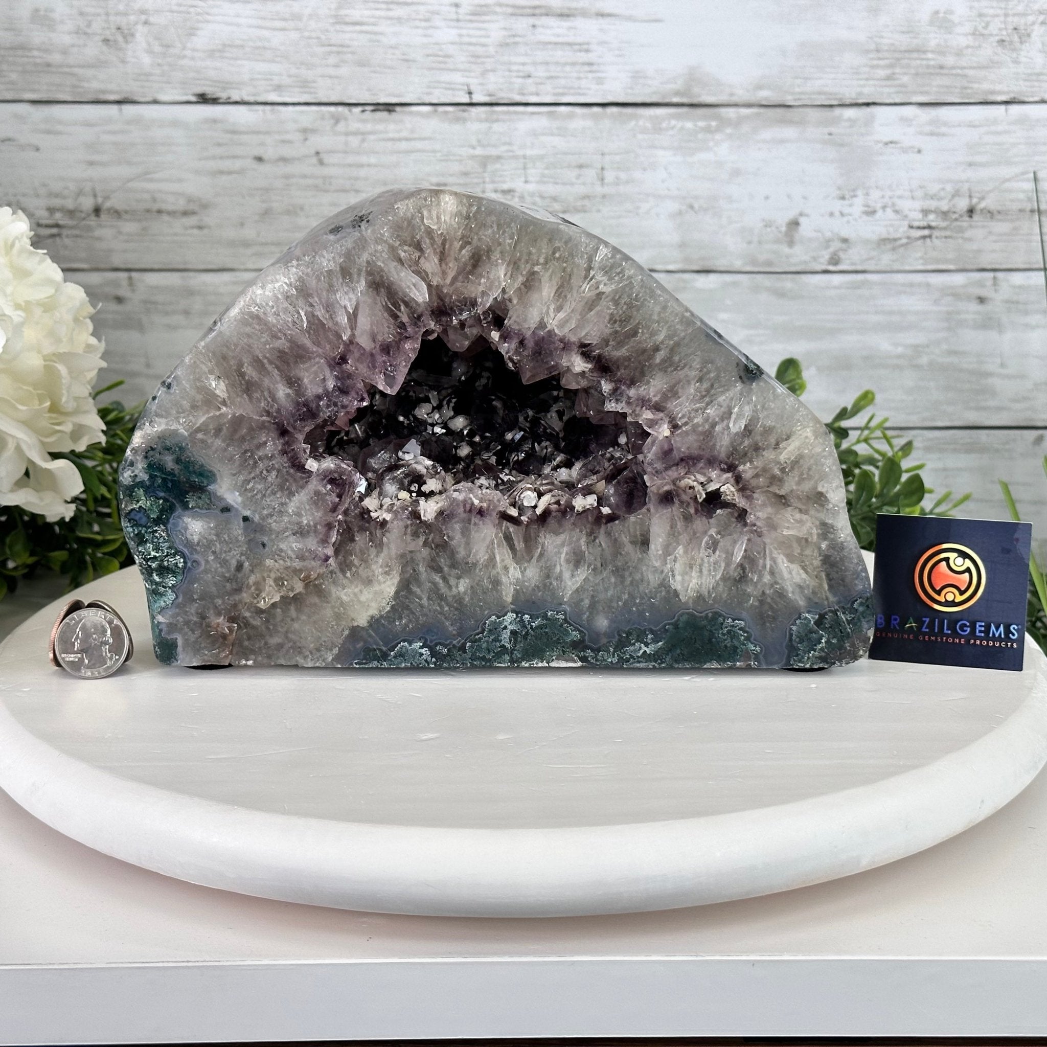Extra Quality Polished Brazilian Amethyst Cathedral, 16.9 lbs & 6.6" tall Model #5602-0172 by Brazil Gems - Brazil GemsBrazil GemsExtra Quality Polished Brazilian Amethyst Cathedral, 16.9 lbs & 6.6" tall Model #5602-0172 by Brazil GemsPolished Cathedrals5602-0172