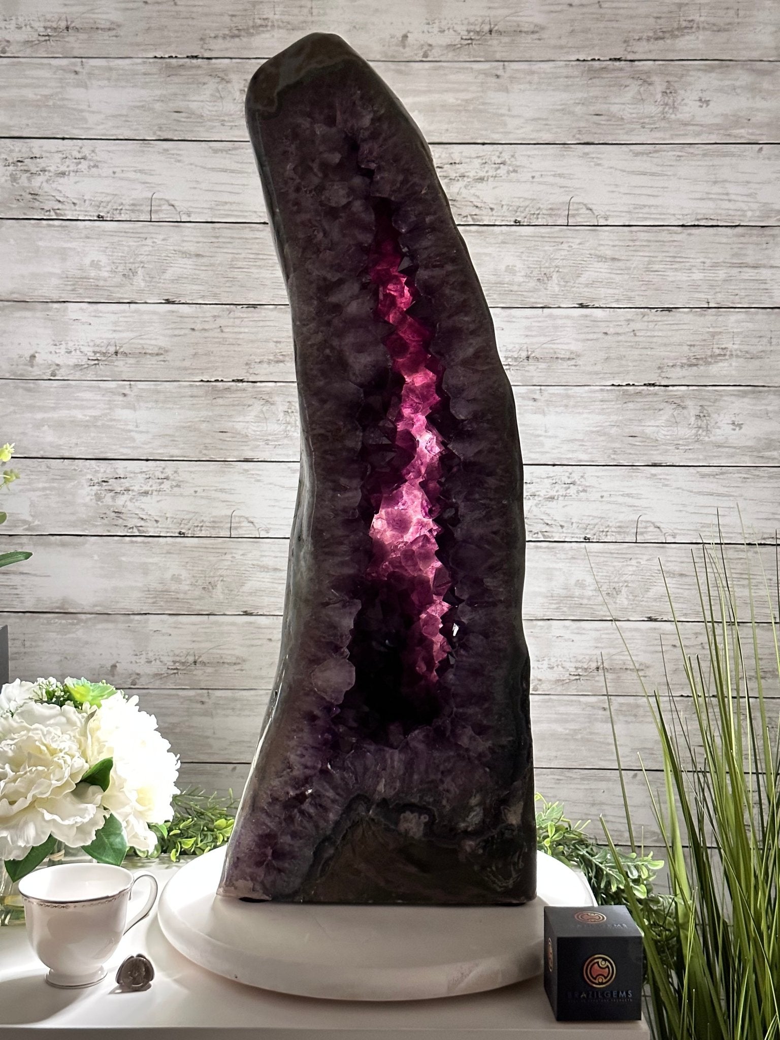 Extra Quality Polished Brazilian Amethyst Cathedral, 70.9 lbs & 28.7" tall Model #5602-0177 by Brazil Gems - Brazil GemsBrazil GemsExtra Quality Polished Brazilian Amethyst Cathedral, 70.9 lbs & 28.7" tall Model #5602-0177 by Brazil GemsPolished Cathedrals5602-0177