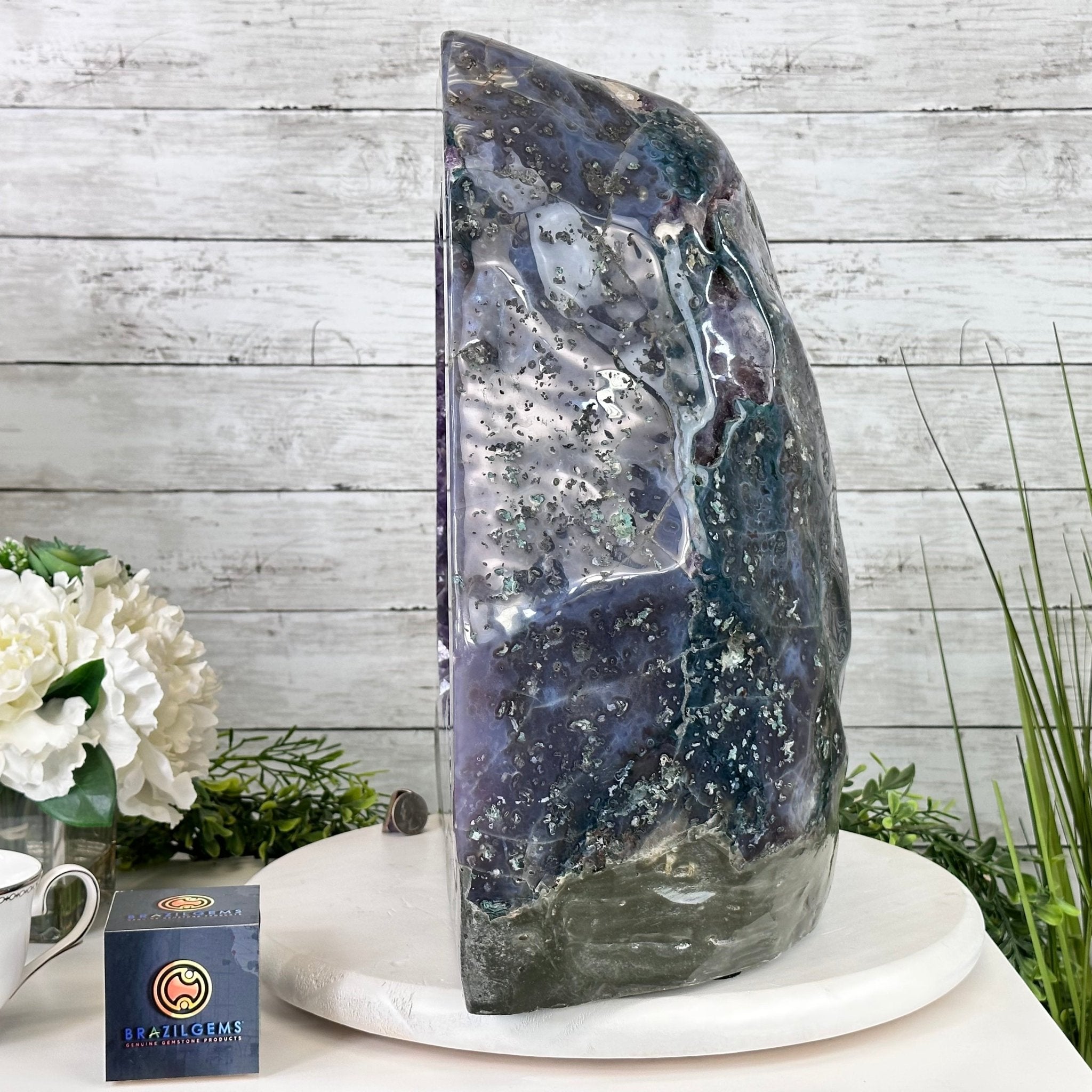 Extra Quality Polished Brazilian Amethyst Cathedral, 82.8 lbs & 15.9" tall Model #5602-0197 by Brazil Gems - Brazil GemsBrazil GemsExtra Quality Polished Brazilian Amethyst Cathedral, 82.8 lbs & 15.9" tall Model #5602-0197 by Brazil GemsPolished Cathedrals5602-0197