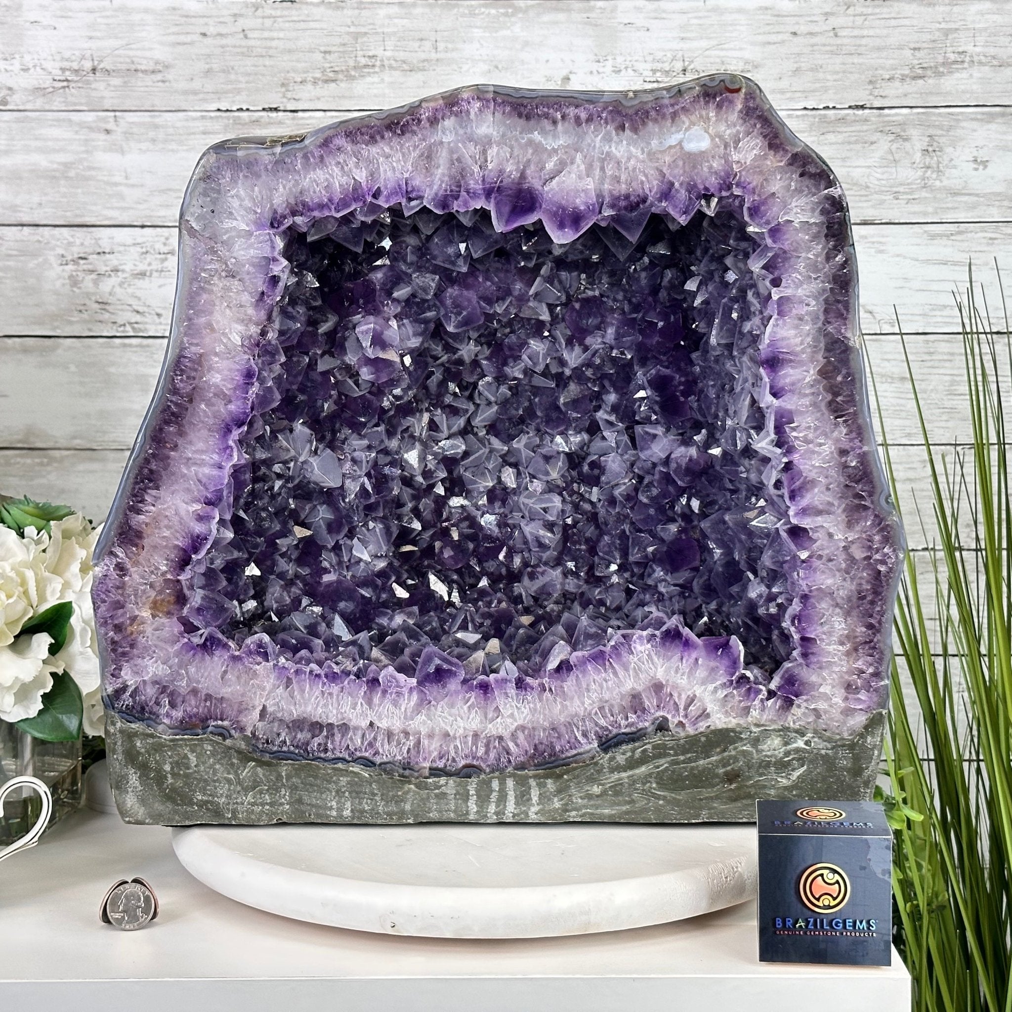 Extra Quality Polished Brazilian Amethyst Cathedral, 82.8 lbs & 15.9" tall Model #5602-0197 by Brazil Gems - Brazil GemsBrazil GemsExtra Quality Polished Brazilian Amethyst Cathedral, 82.8 lbs & 15.9" tall Model #5602-0197 by Brazil GemsPolished Cathedrals5602-0197