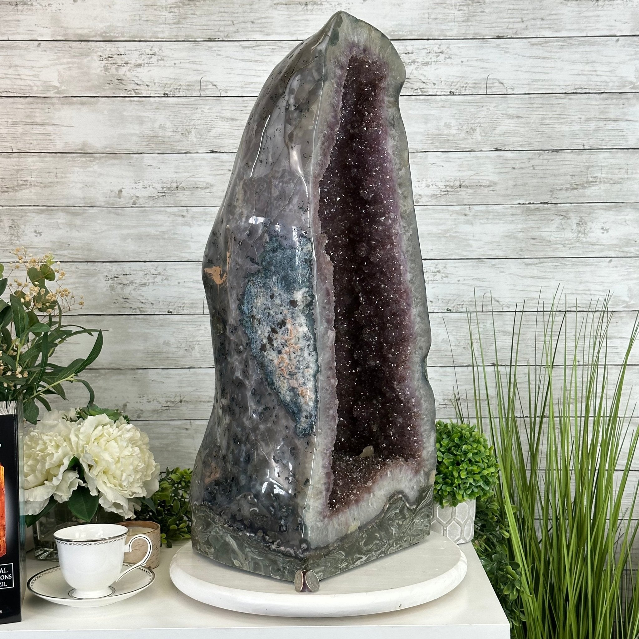 Extra Quality Polished Brazilian Amethyst Cathedral, 84.8 lbs & 26.2" tall Model #5602-0164 by Brazil Gems - Brazil GemsBrazil GemsExtra Quality Polished Brazilian Amethyst Cathedral, 84.8 lbs & 26.2" tall Model #5602-0164 by Brazil GemsPolished Cathedrals5602-0164