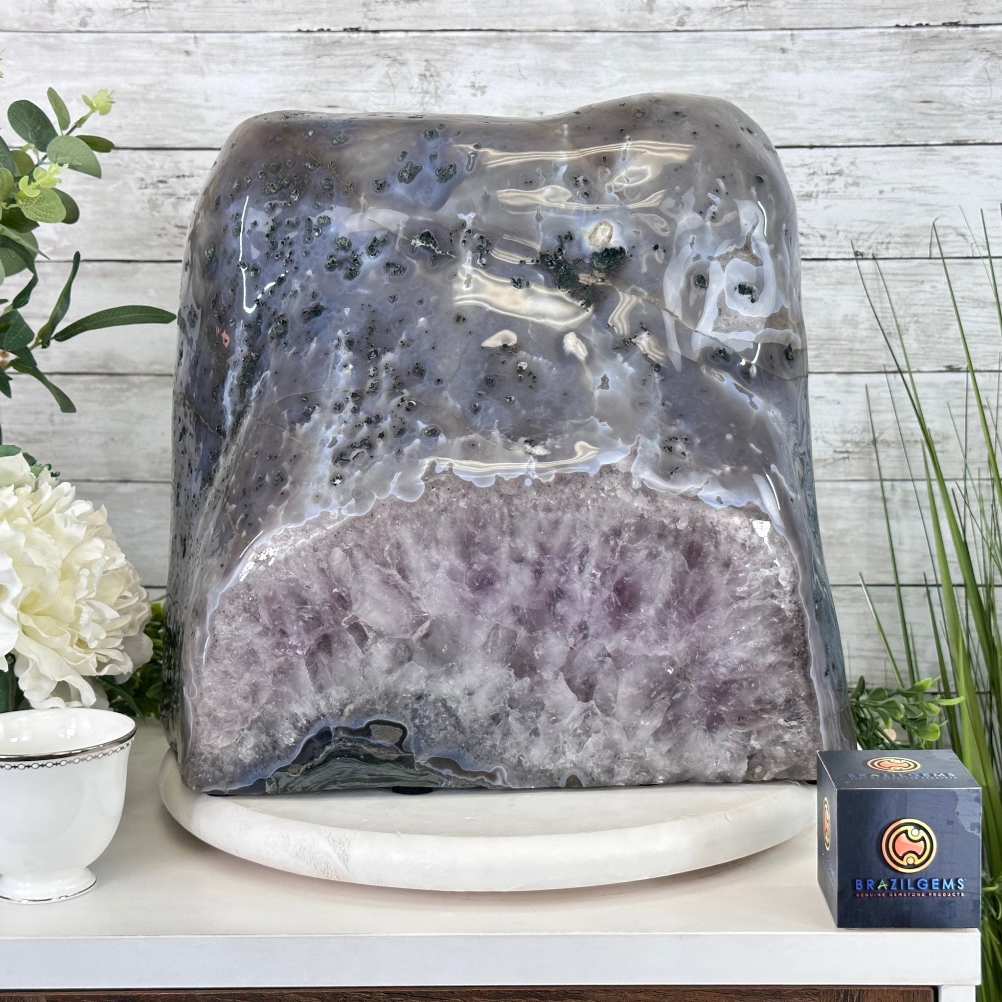 Extra Quality Polished Brazilian Amethyst Cathedral, 85.7 lbs & 13.9" tall Model #5602-0018 by Brazil Gems - Brazil GemsBrazil GemsExtra Quality Polished Brazilian Amethyst Cathedral, 85.7 lbs & 13.9" tall Model #5602-0018 by Brazil GemsPolished Cathedrals5602-0018