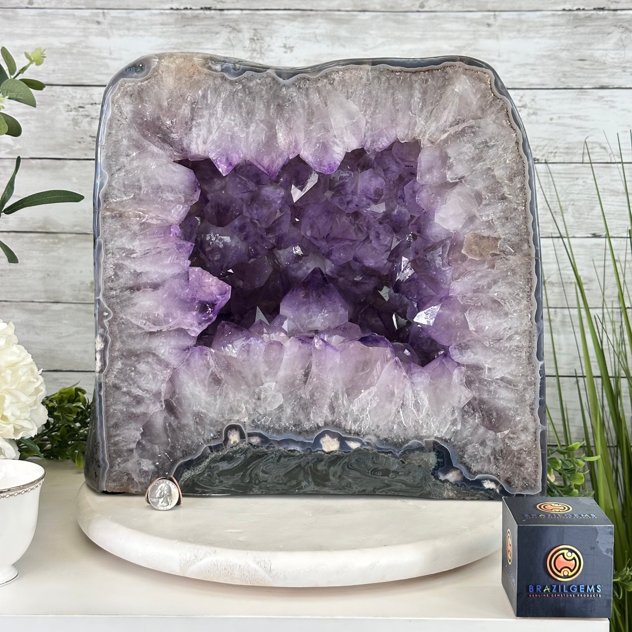 Extra Quality Polished Brazilian Amethyst Cathedral, 85.7 lbs & 13.9" tall Model #5602-0018 by Brazil Gems - Brazil GemsBrazil GemsExtra Quality Polished Brazilian Amethyst Cathedral, 85.7 lbs & 13.9" tall Model #5602-0018 by Brazil GemsPolished Cathedrals5602-0018