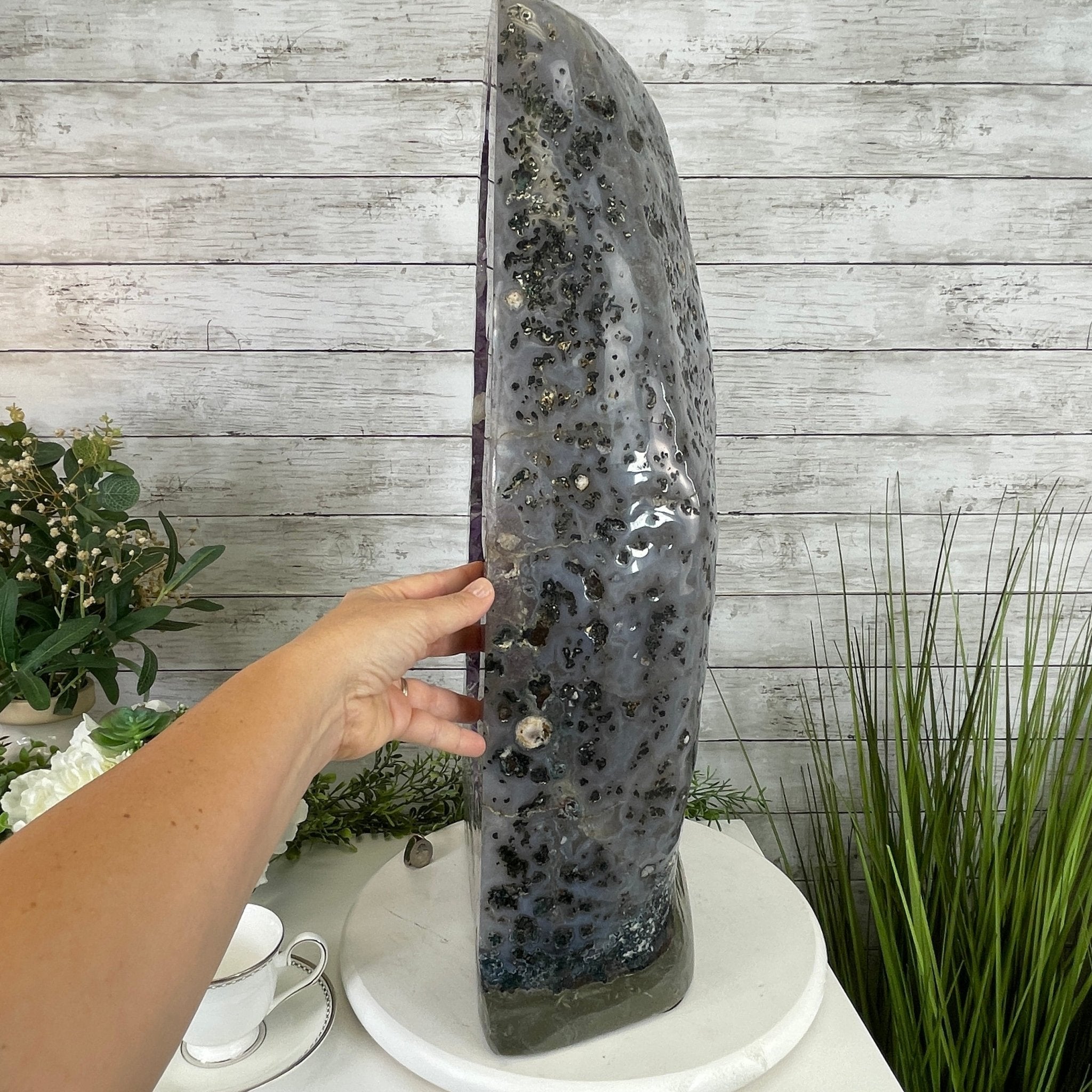 Extra Quality Polished Brazilian Amethyst Cathedral, 93.4 lbs & 26.75" tall Model #5602-0138 by Brazil Gems - Brazil GemsBrazil GemsExtra Quality Polished Brazilian Amethyst Cathedral, 93.4 lbs & 26.75" tall Model #5602-0138 by Brazil GemsPolished Cathedrals5602-0138