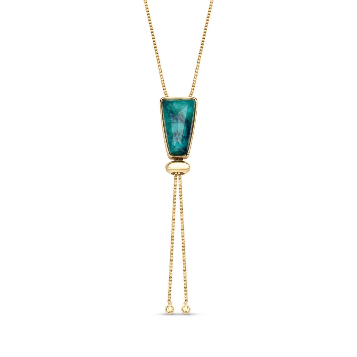 Faceted Emerald Pendant 18K Gold Plated Lariat Necklace - Brazil GemsBrazil GemsFaceted Emerald Pendant 18K Gold Plated Lariat NecklaceNecklace12GP4697 - 109