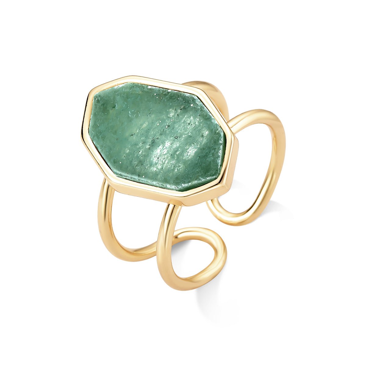 Gold Plated Cuff Ring w/ Natural Gemstone Plate - Brazil GemsBrazil GemsGold Plated Cuff Ring w/ Natural Gemstone PlateRing13GP9186A - 112