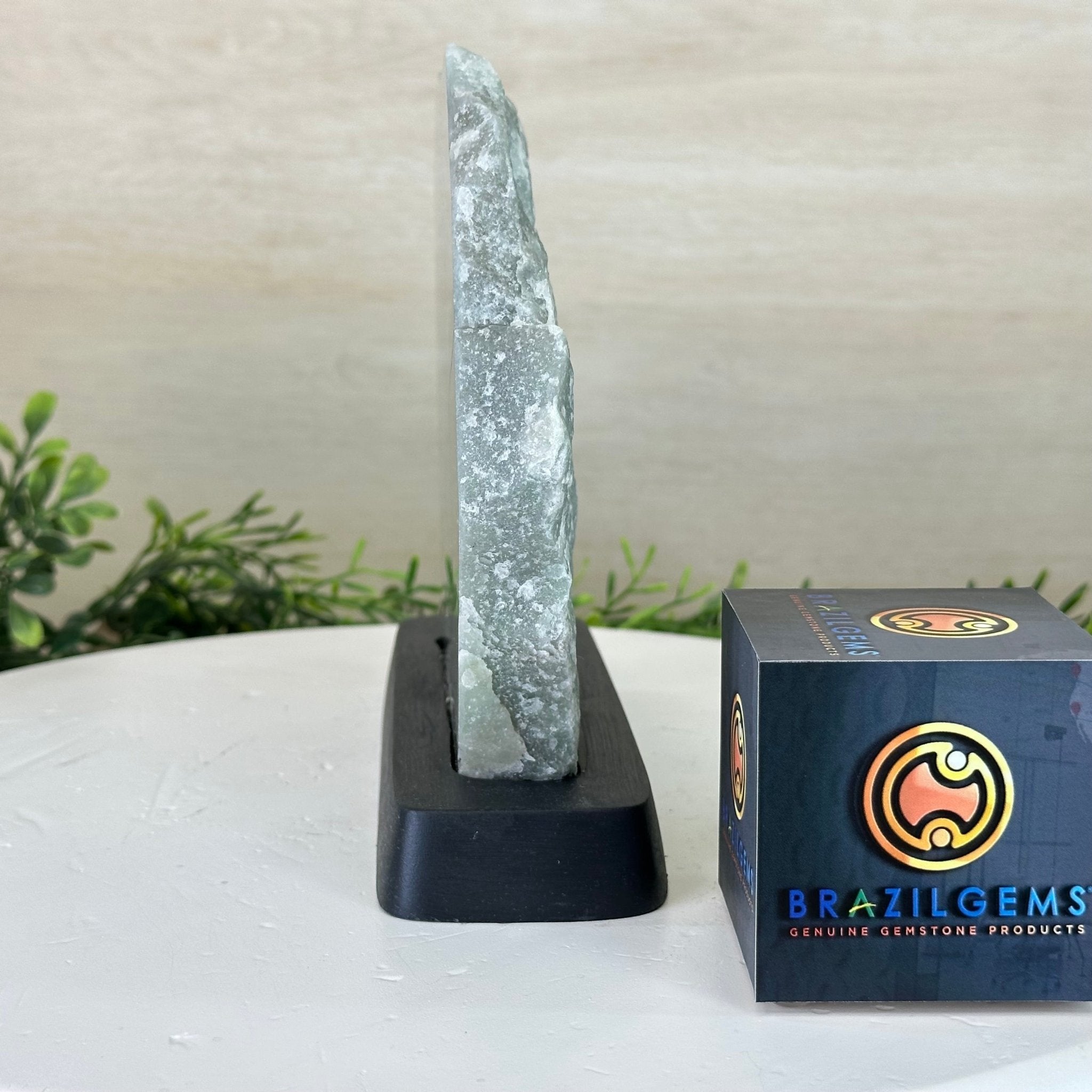 Green Quartz Slice on Wood Base Model #6100GQ-023 - Brazil Gems