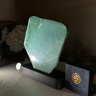 Green Quartz Polished Slice with Rough Edges, Wood Base 7.5" Tall #6100GQ - 021 - Brazil GemsBrazil GemsGreen Quartz Polished Slice with Rough Edges, Wood Base 7.5" Tall #6100GQ - 021Slices on Wood Bases6100GQ - 021