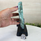 Green Quartz Polished Slice with Rough Edges, Wood Base 7.5" Tall #6100GQ - 021 - Brazil GemsBrazil GemsGreen Quartz Polished Slice with Rough Edges, Wood Base 7.5" Tall #6100GQ - 021Slices on Wood Bases6100GQ - 021