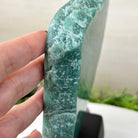 Green Quartz Polished Slice with Rough Edges, Wood Base 7.5" Tall #6100GQ - 021 - Brazil GemsBrazil GemsGreen Quartz Polished Slice with Rough Edges, Wood Base 7.5" Tall #6100GQ - 021Slices on Wood Bases6100GQ - 021