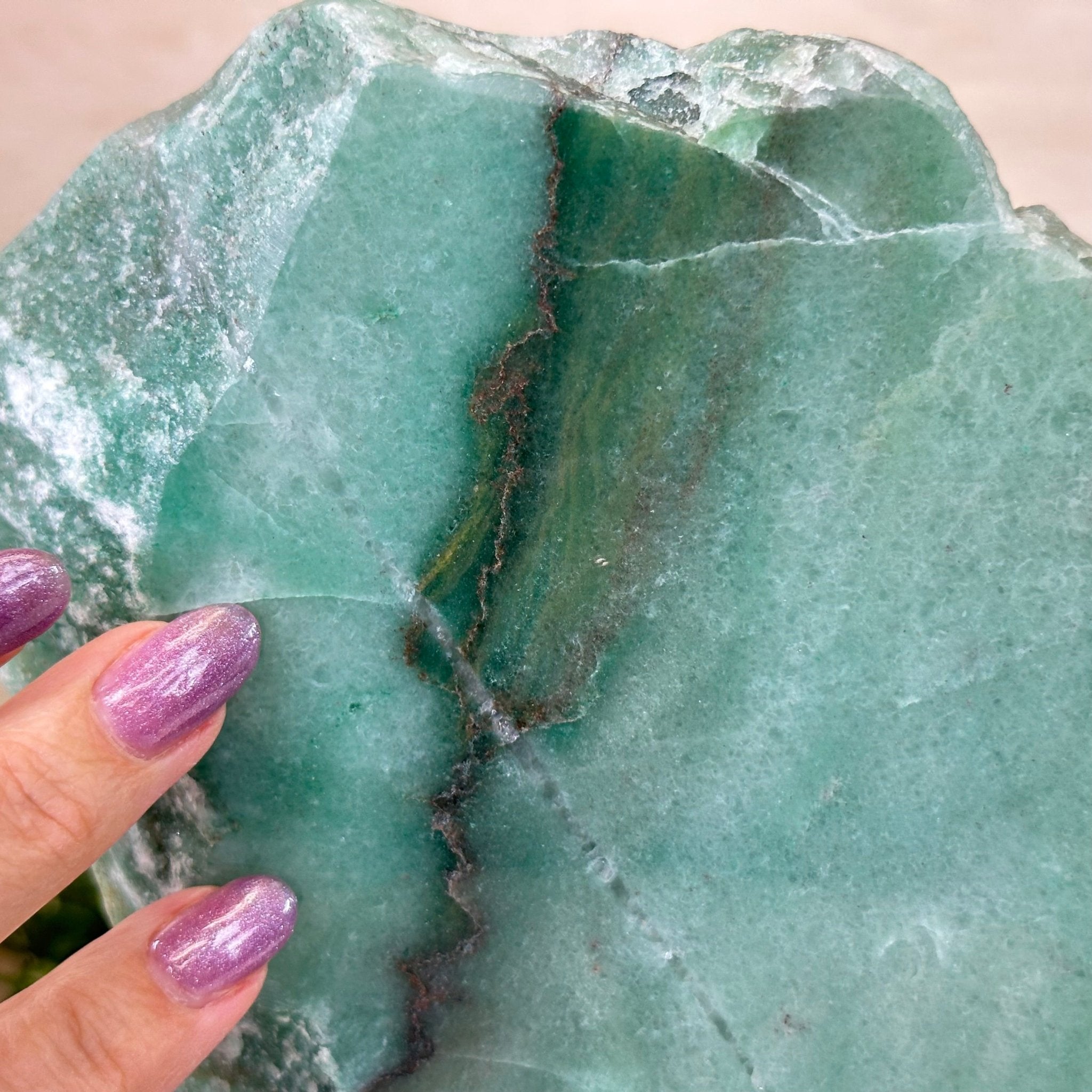 Green Quartz Polished Slice with Rough Edges, Wood Base 8" Tall #6100GQ - 022 - Brazil GemsBrazil GemsGreen Quartz Polished Slice with Rough Edges, Wood Base 8" Tall #6100GQ - 022Slices on Wood Bases6100GQ - 022