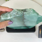 Green Quartz Polished Slice with Rough Edges, Wood Base 8" Tall #6100GQ - 022 - Brazil GemsBrazil GemsGreen Quartz Polished Slice with Rough Edges, Wood Base 8" Tall #6100GQ - 022Slices on Wood Bases6100GQ - 022