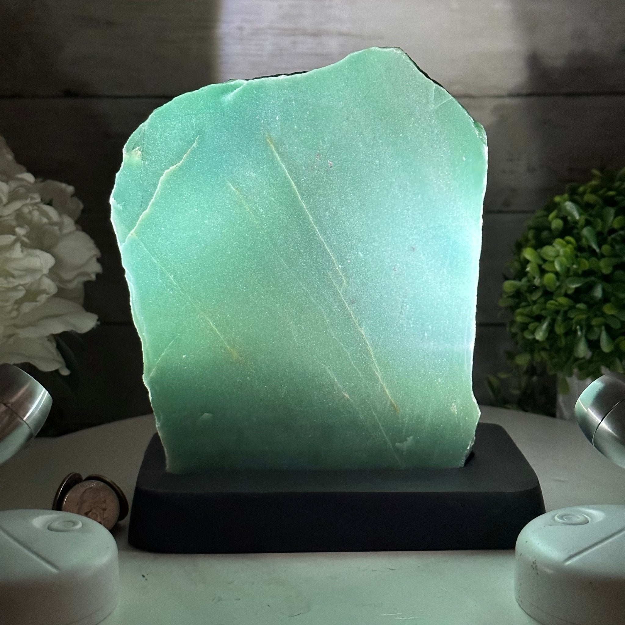 Green Quartz Slice on Wood Base Model #6100GQ-027 - Brazil Gems