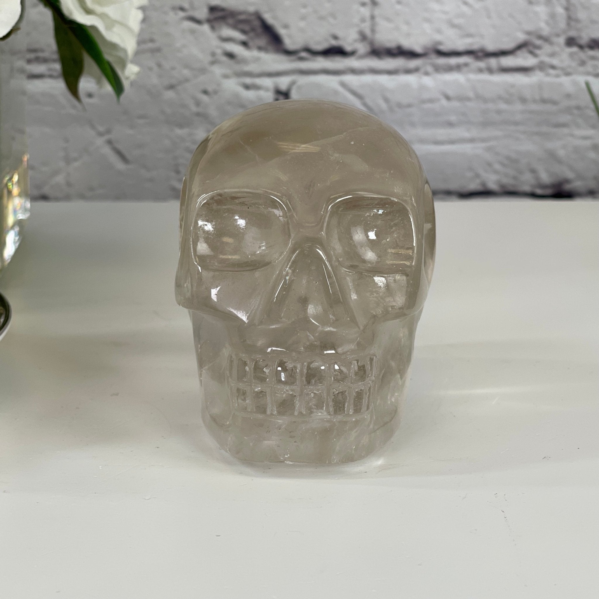 Handmade Clear Quartz Crystal Skull 3.25" tall Model #3477-0005 by Brazil Gems - Brazil GemsBrazil GemsHandmade Clear Quartz Crystal Skull 3.25" tall Model #3477-0005 by Brazil GemsSkulls3477-0005