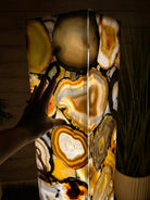 Handmade Natural Agate LED Floor Lamp, 41” Tall Wood Base #2009NA-004 - Brazil GemsBrazil GemsHandmade Natural Agate LED Floor Lamp, 41” Tall Wood Base #2009NA-004Lamps2009NA-004