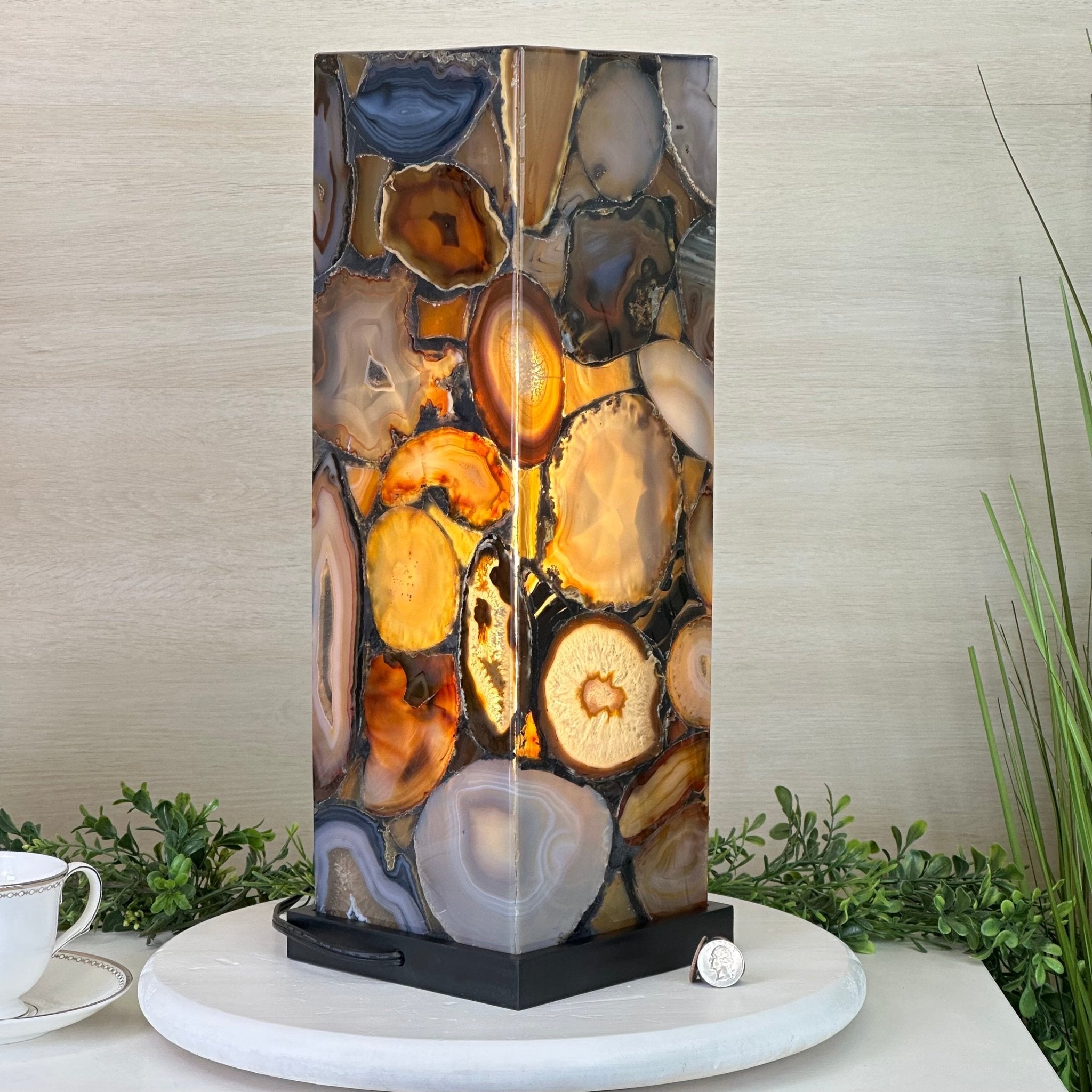 Handmade Natural Agate LED Lamp, 18.3” Tall on a Wood Base #2006NA - 006 - Brazil GemsBrazil GemsHandmade Natural Agate LED Lamp, 18.3” Tall on a Wood Base #2006NA - 006Lamps2006NA - 006