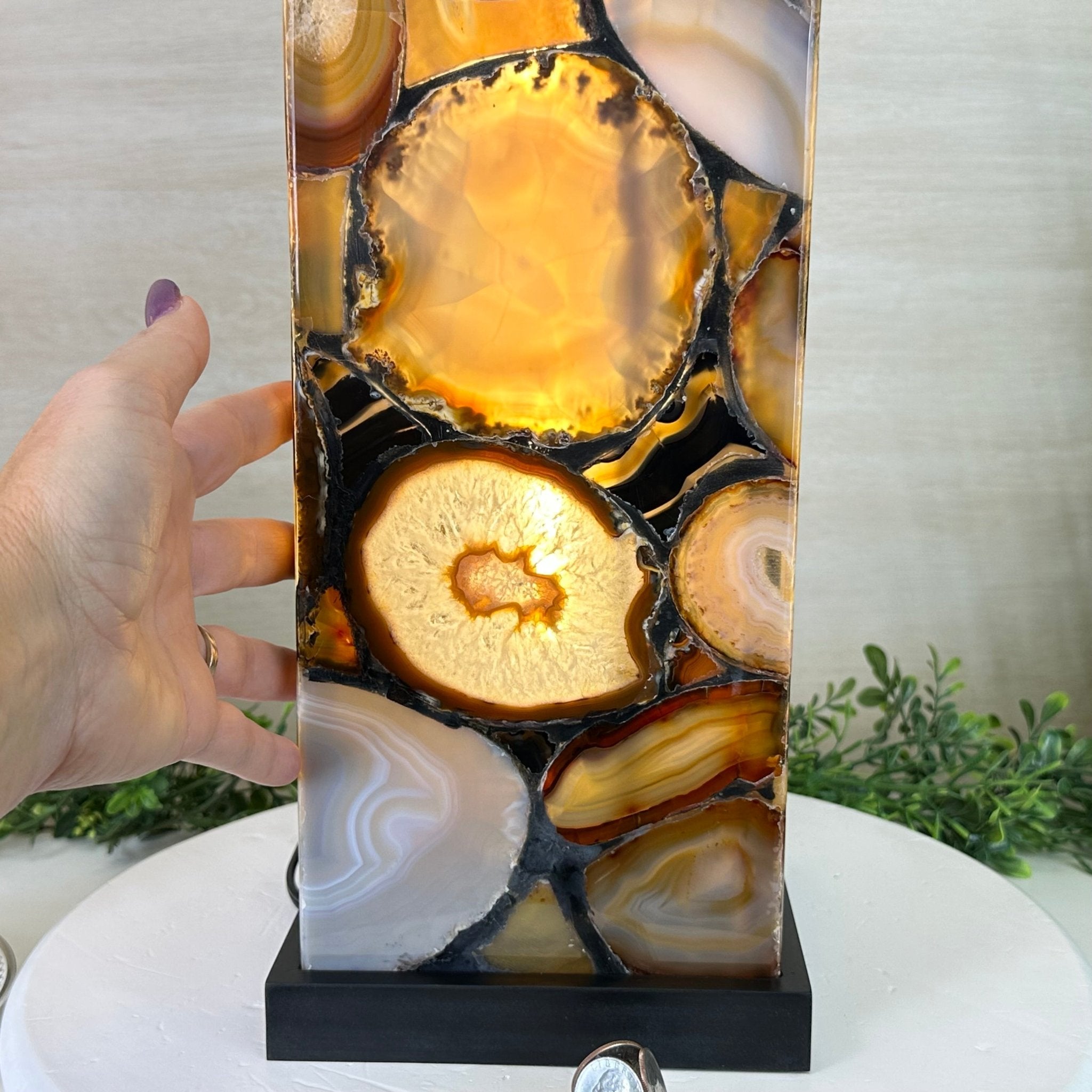 Handmade Natural Agate LED Lamp, 18.3” Tall on a Wood Base #2006NA - 006 - Brazil GemsBrazil GemsHandmade Natural Agate LED Lamp, 18.3” Tall on a Wood Base #2006NA - 006Lamps2006NA - 006