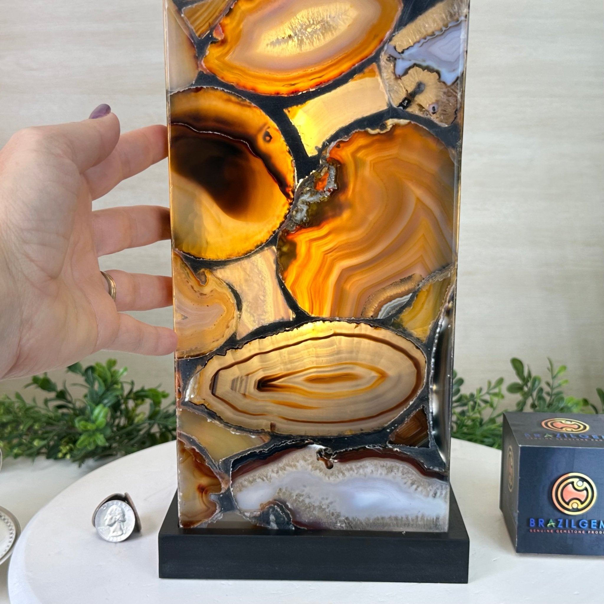 Handmade Natural Agate LED Lamp, 18.3” Tall on a Wood Base #2006NA - 006 - Brazil GemsBrazil GemsHandmade Natural Agate LED Lamp, 18.3” Tall on a Wood Base #2006NA - 006Lamps2006NA - 006