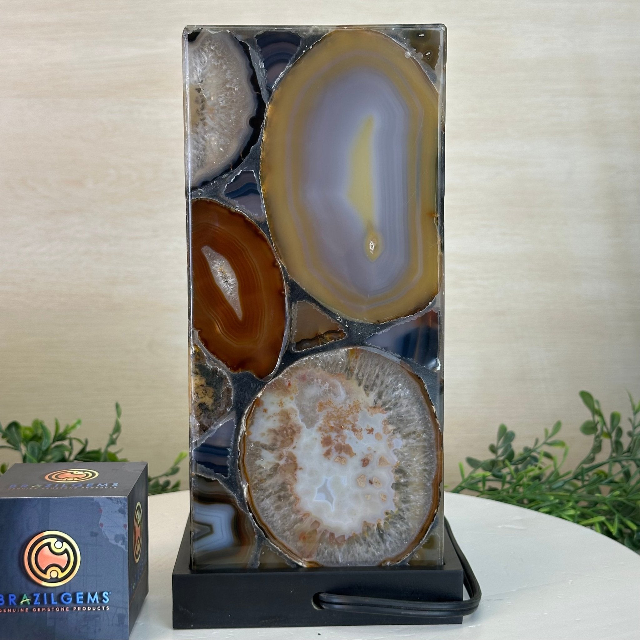 Handmade Natural Agate LED Lamp w/ Wood base, 10.6” Tall #2003NA - 006 - Brazil GemsBrazil GemsHandmade Natural Agate LED Lamp w/ Wood base, 10.6” Tall #2003NA - 006Lamps2003NA - 006