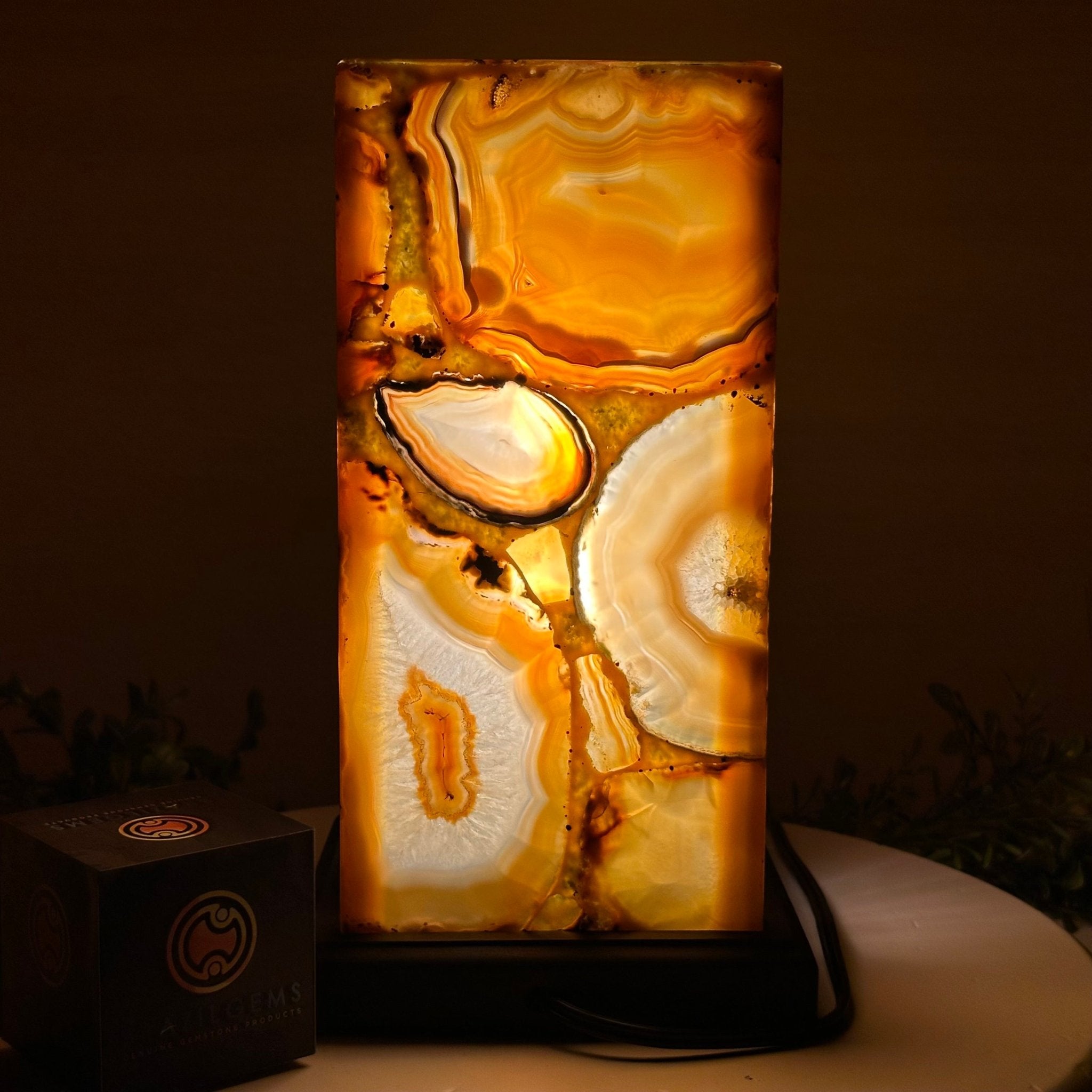 Handmade Natural Agate LED Lamp w/ Wood base, 10.9” Tall #2003NA - 008 - Brazil GemsBrazil GemsHandmade Natural Agate LED Lamp w/ Wood base, 10.9” Tall #2003NA - 008Lamps2003NA - 008