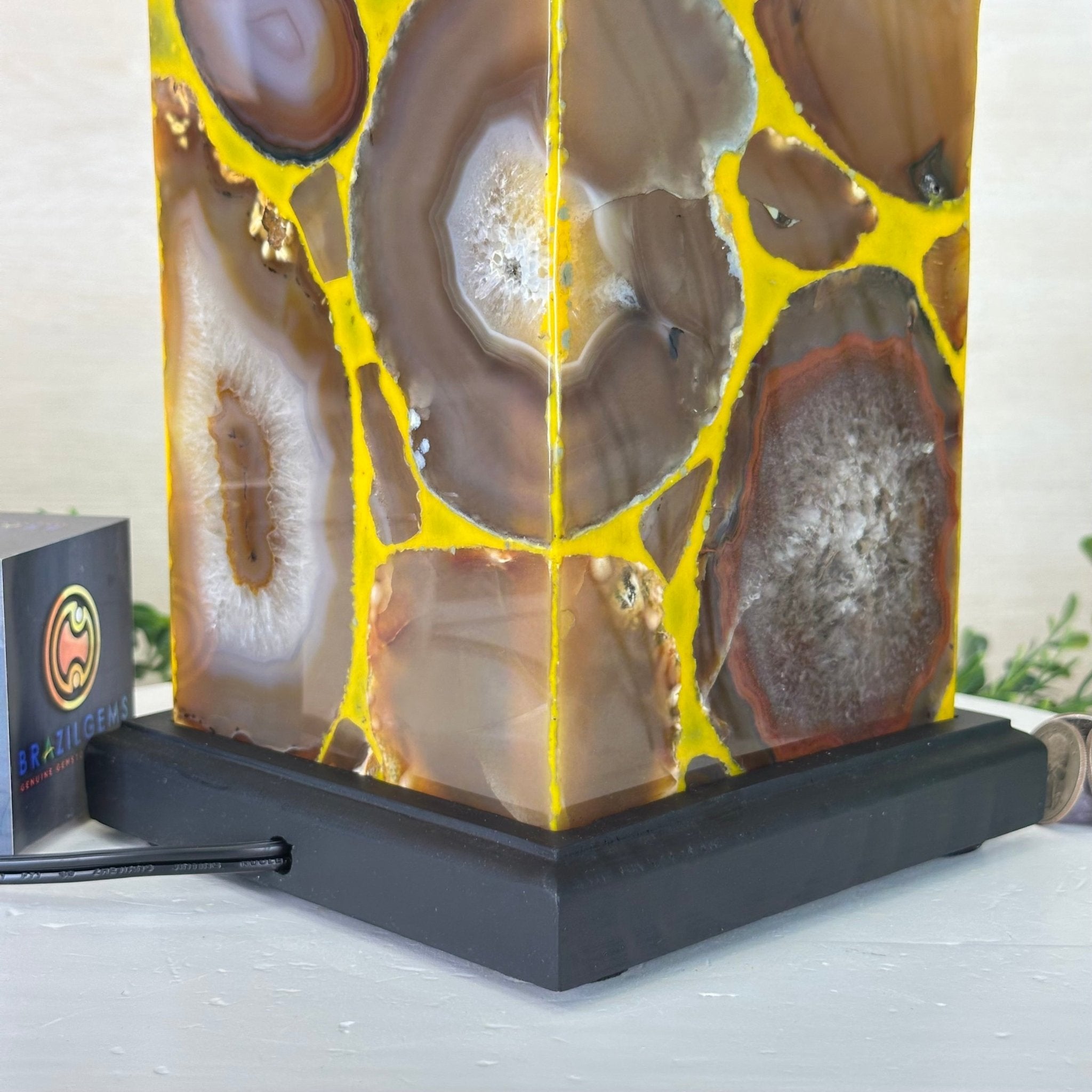 Handmade Natural Agate LED Lamp w/ Wood base, 10.9” Tall #2003NA - 008 - Brazil GemsBrazil GemsHandmade Natural Agate LED Lamp w/ Wood base, 10.9” Tall #2003NA - 008Lamps2003NA - 008