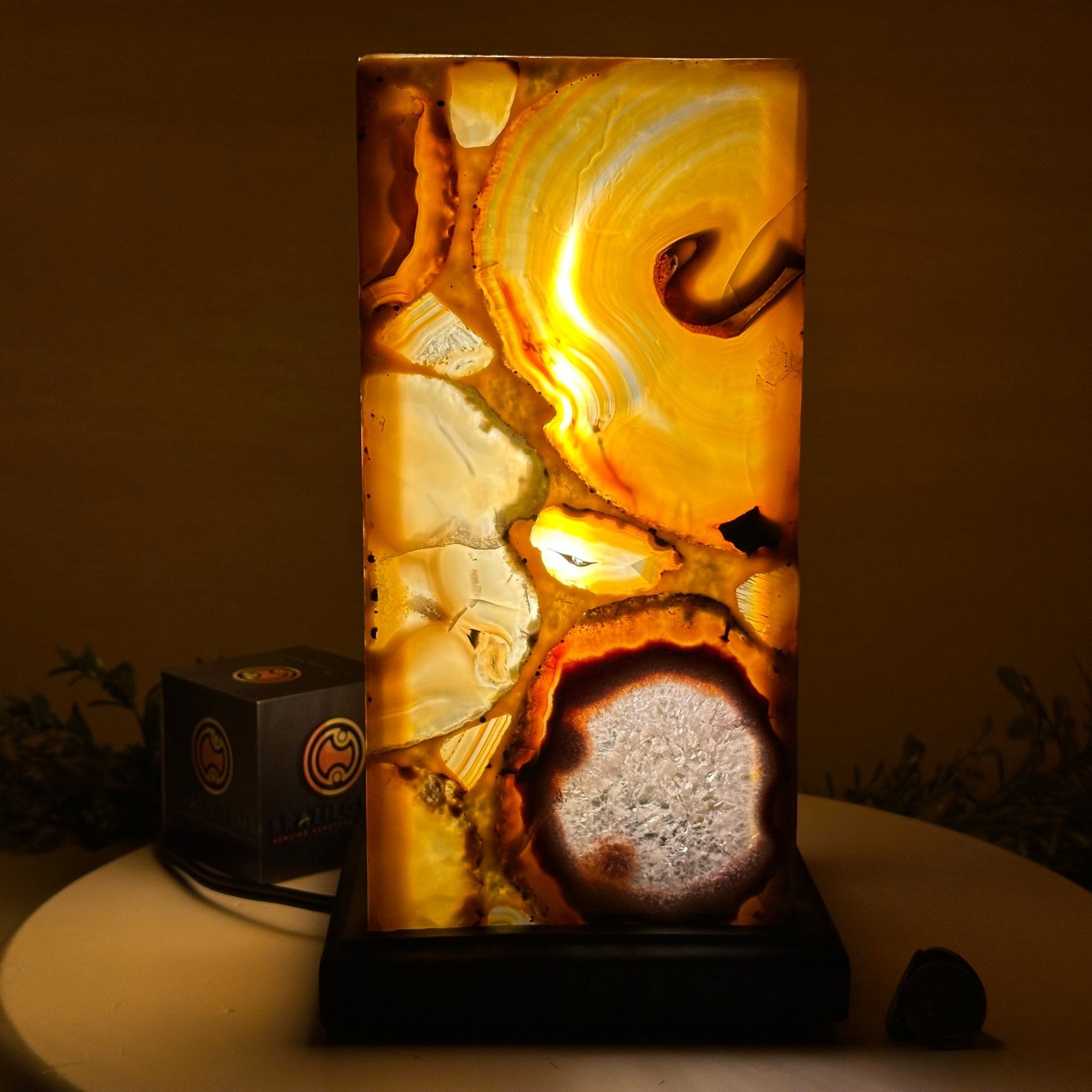 Handmade Natural Agate LED Lamp w/ Wood base, 10.9” Tall #2003NA - 008 - Brazil GemsBrazil GemsHandmade Natural Agate LED Lamp w/ Wood base, 10.9” Tall #2003NA - 008Lamps2003NA - 008