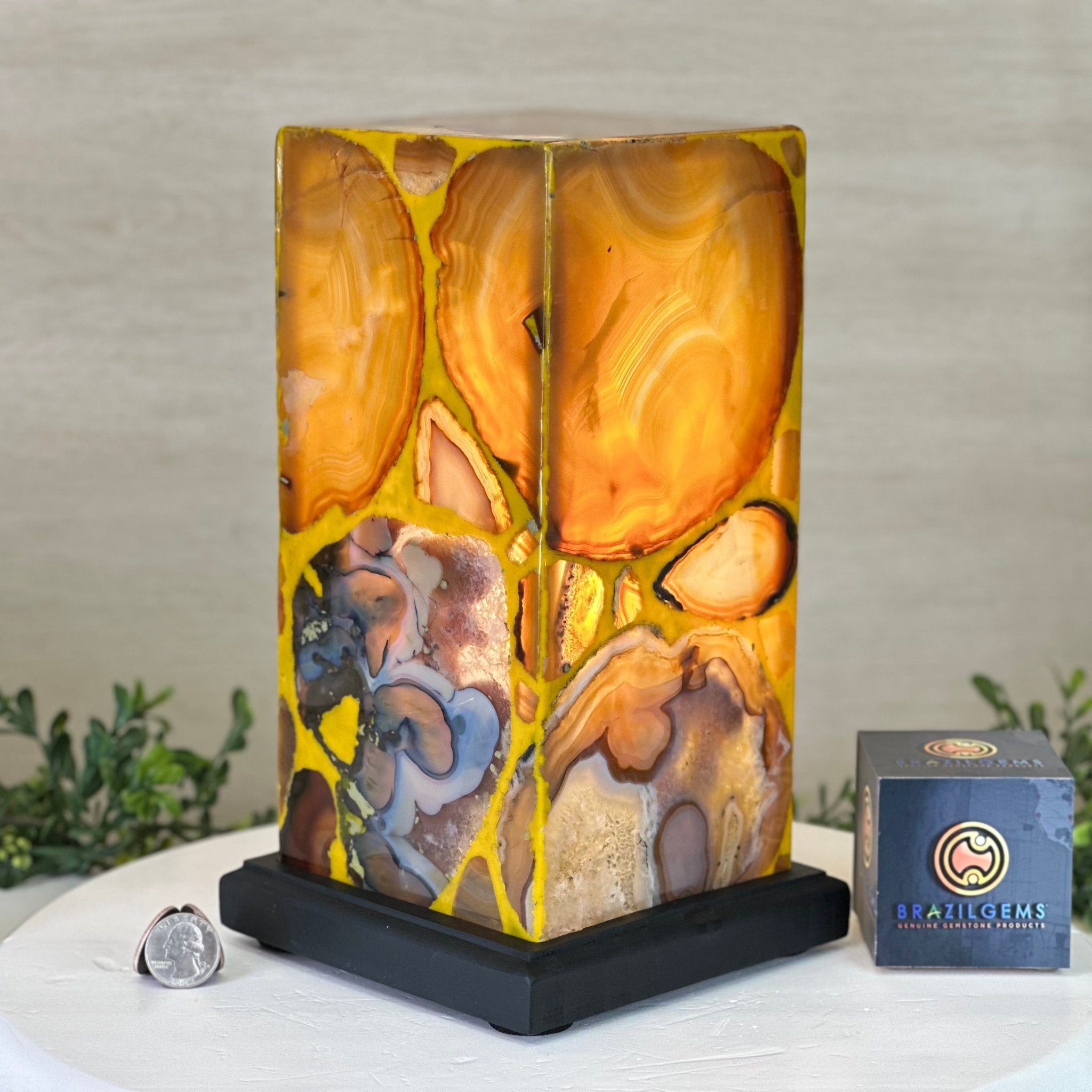 Handmade Natural Agate LED Lamp w/ Wood base, 10.9” Tall #2003NA - 008 - Brazil GemsBrazil GemsHandmade Natural Agate LED Lamp w/ Wood base, 10.9” Tall #2003NA - 008Lamps2003NA - 008