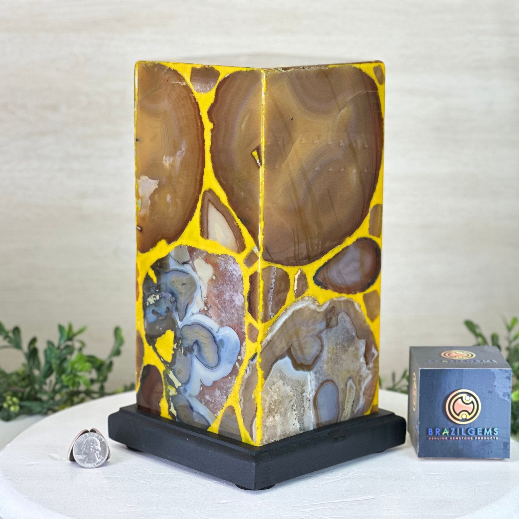 Handmade Natural Agate LED Lamp w/ Wood base, 10.9” Tall #2003NA - 008 - Brazil GemsBrazil GemsHandmade Natural Agate LED Lamp w/ Wood base, 10.9” Tall #2003NA - 008Lamps2003NA - 008