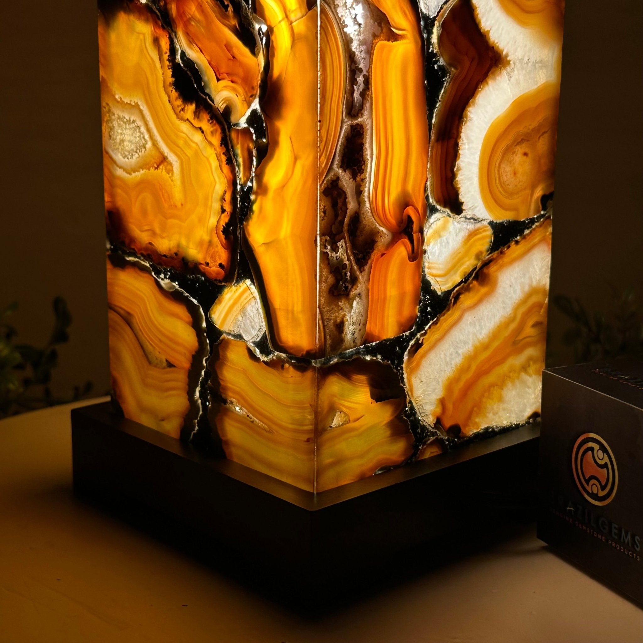 Handmade Natural Agate LED Lamp w/ Wood Base, 10.9” Tall #2003NA - 010 - Brazil GemsBrazil GemsHandmade Natural Agate LED Lamp w/ Wood Base, 10.9” Tall #2003NA - 010Lamps2003NA - 010