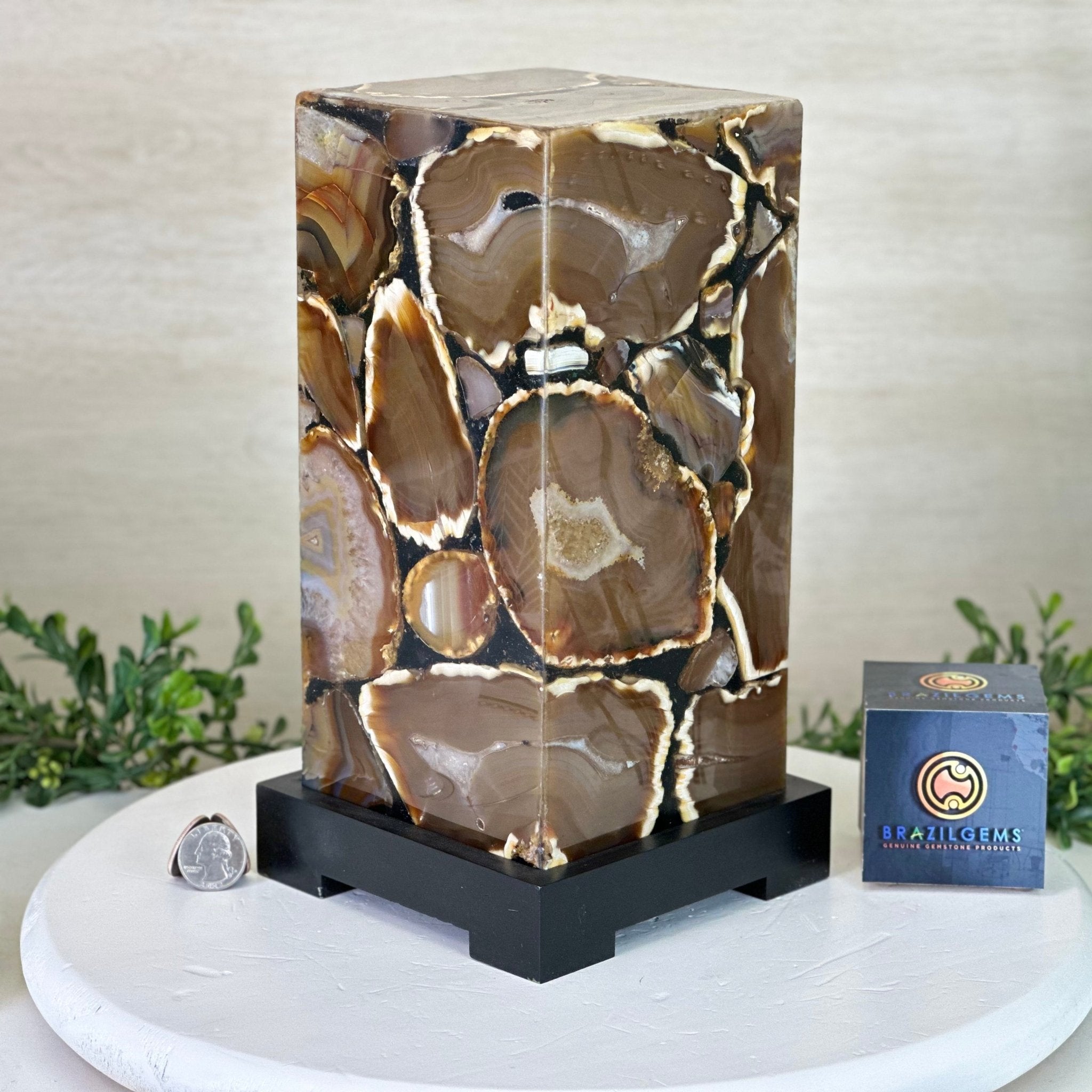 Handmade Natural Agate LED Lamp w/ Wood Base, 10.9” Tall #2003NA - 010 - Brazil GemsBrazil GemsHandmade Natural Agate LED Lamp w/ Wood Base, 10.9” Tall #2003NA - 010Lamps2003NA - 010